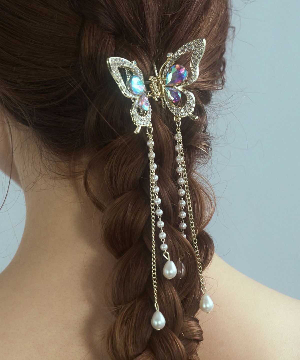 バタフライパールビジューバンスクリップ