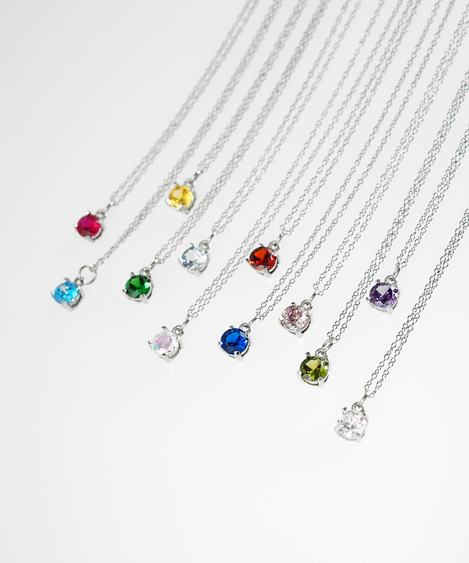 バースデーストーンカラーステンレスネックレス