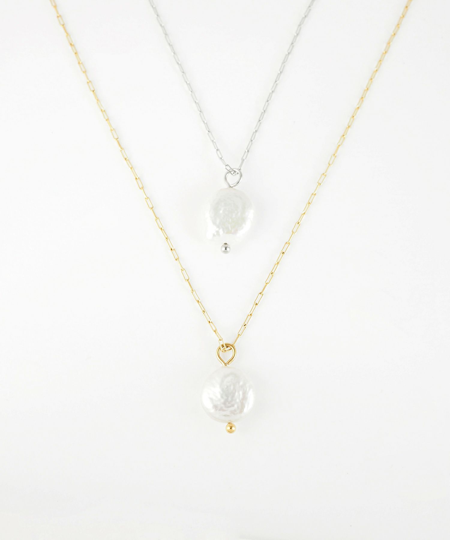 バロックパール風ステンレスネックレス