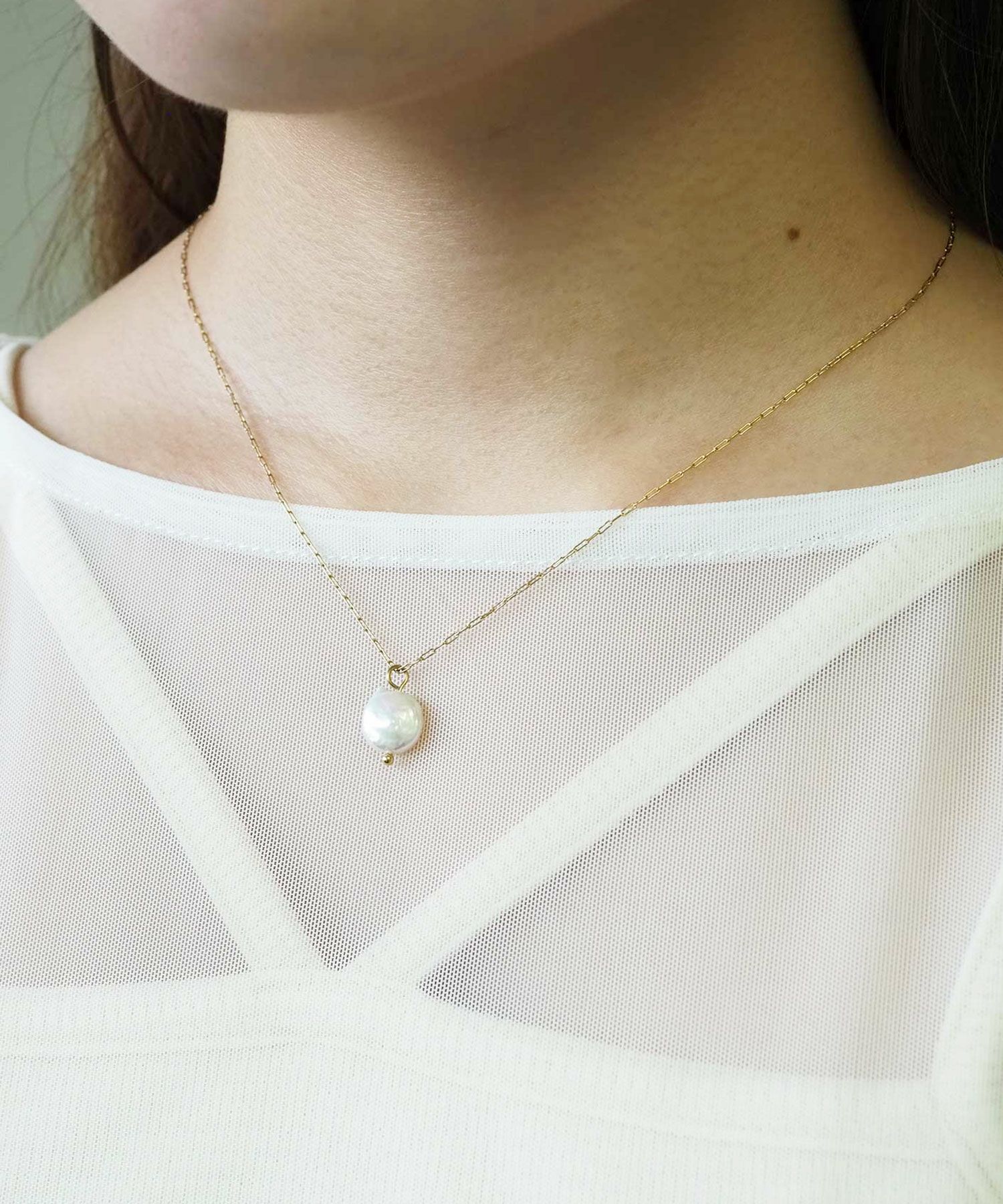 バロックパール風ステンレスネックレス