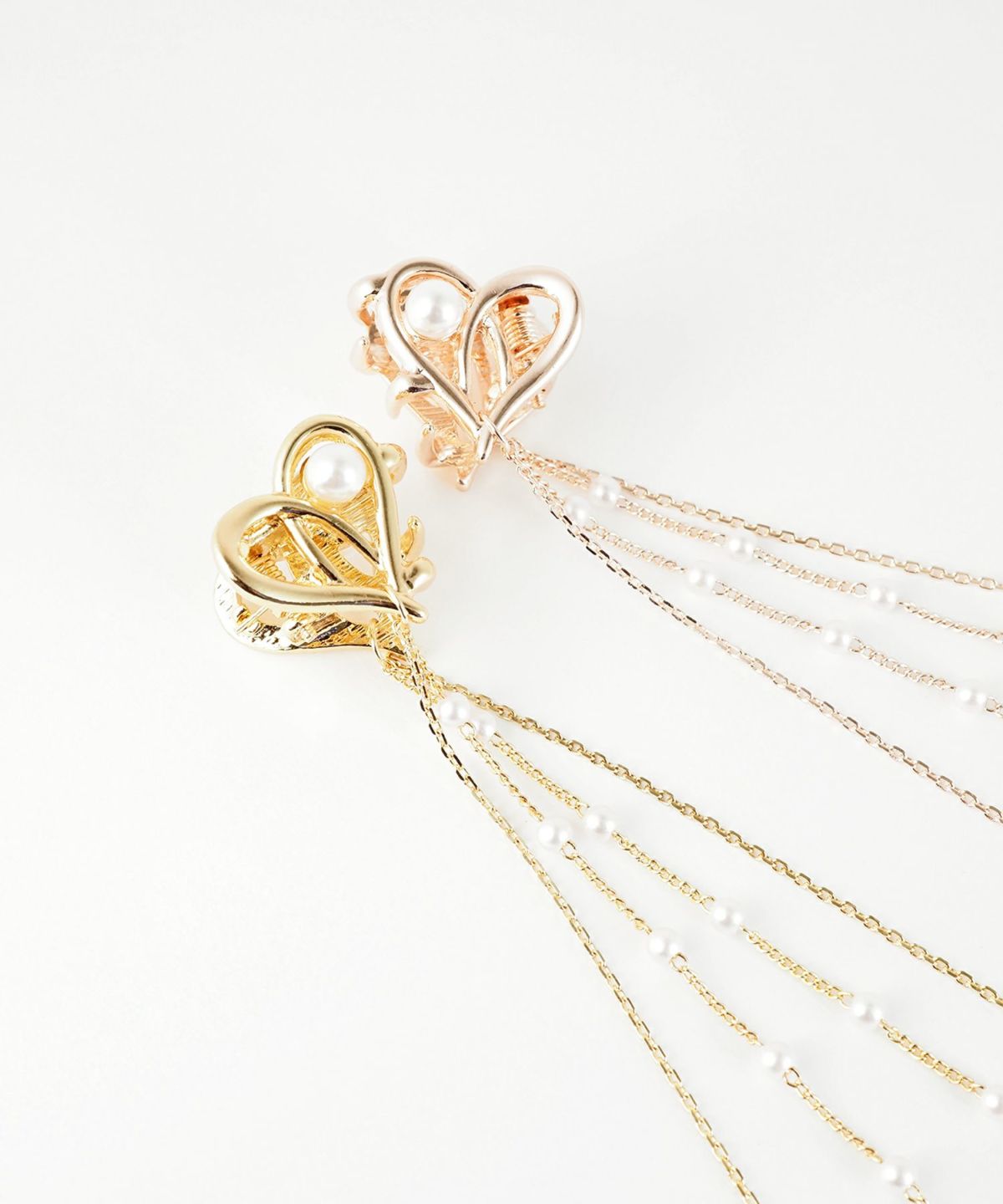 オープンハートチェーン付きミニクリップ2Pセット