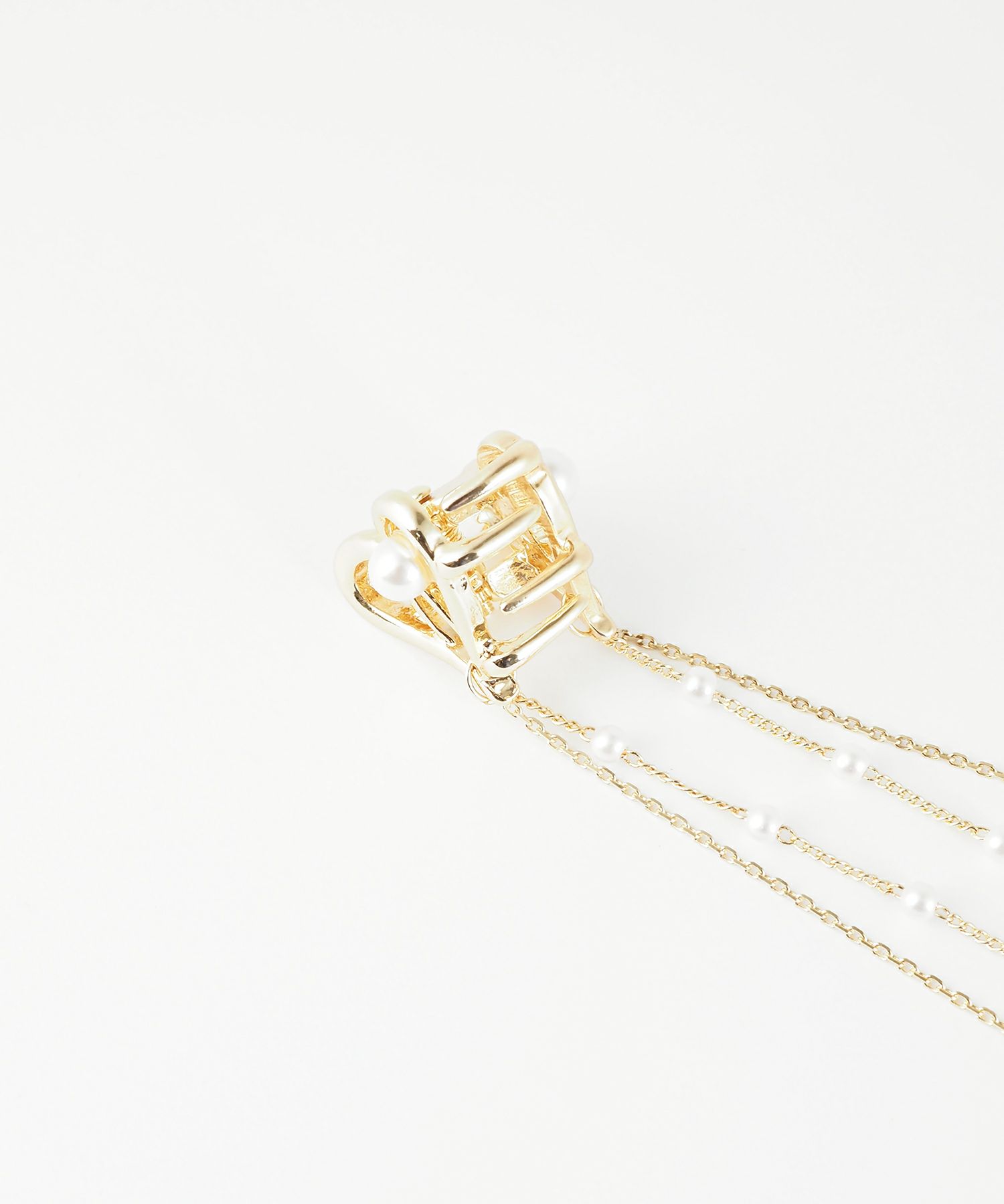 オープンハートチェーン付きミニクリップ2Pセット