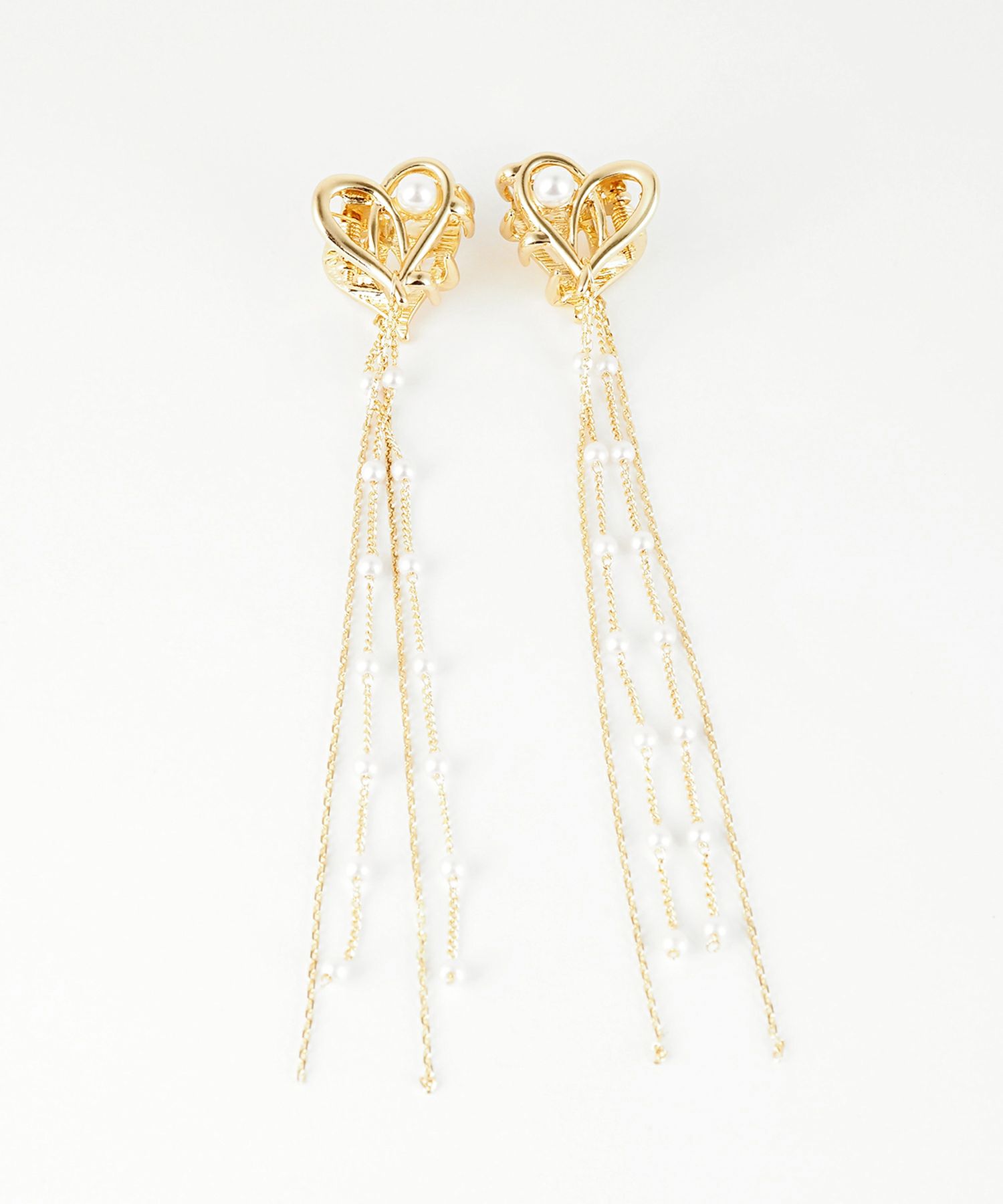 オープンハートチェーン付きミニクリップ2Pセット