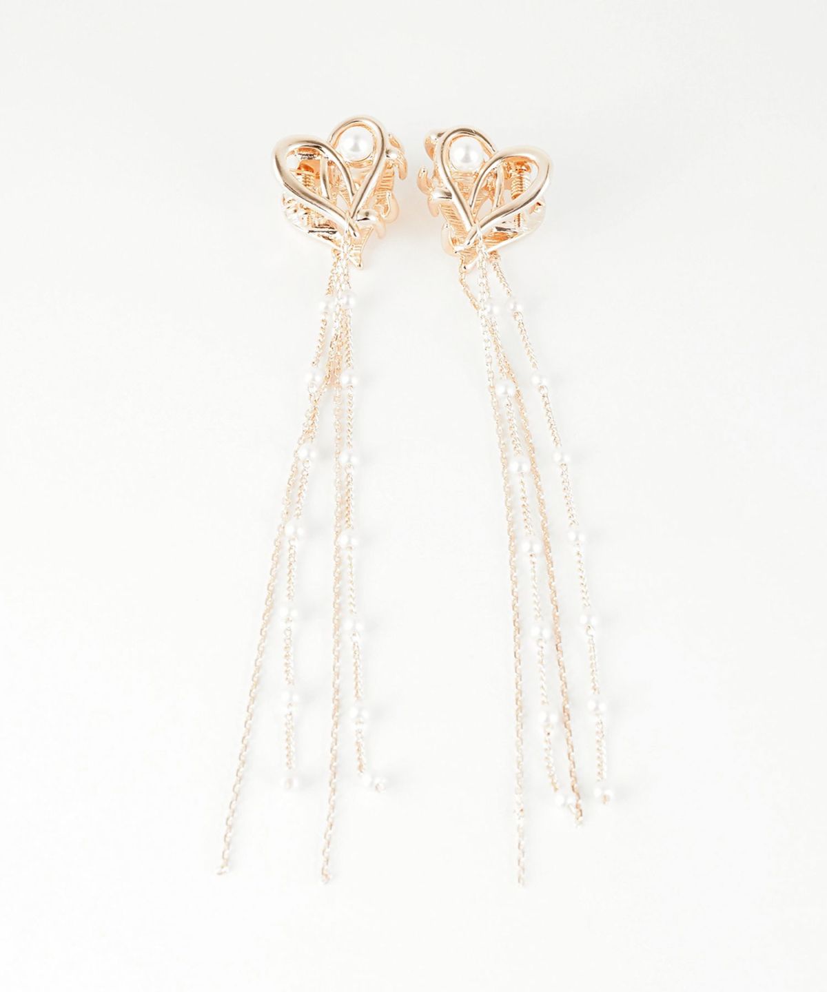 オープンハートチェーン付きミニクリップ2Pセット