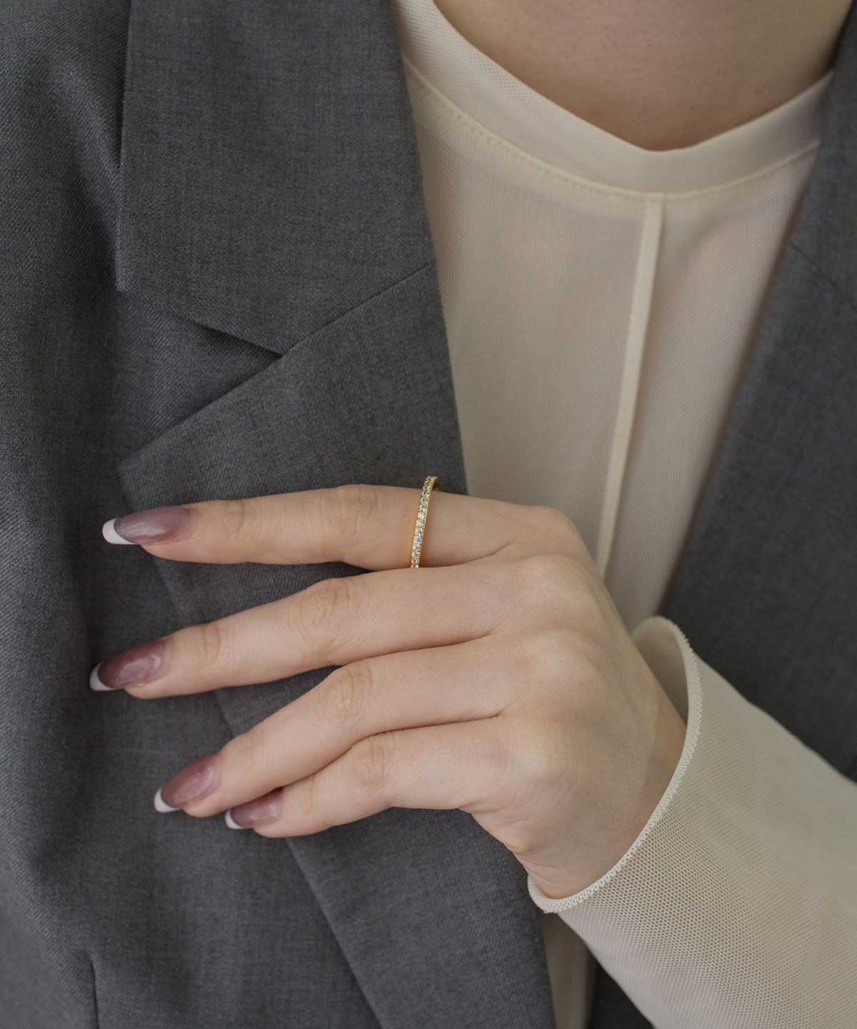 CZウエーブハーフエタニティリング【over size ring collection】