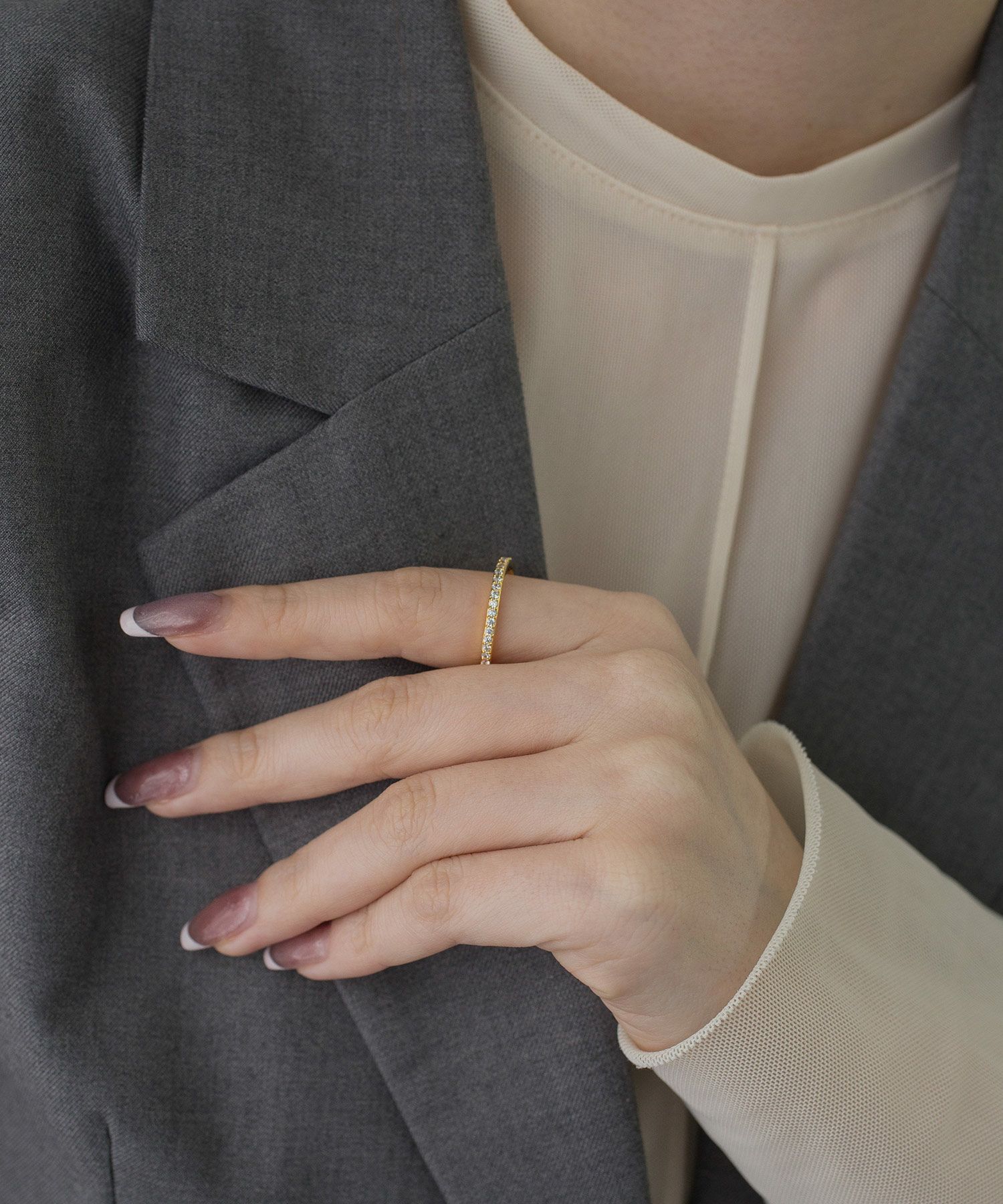 CZウエーブハーフエタニティリング【over size ring collection】