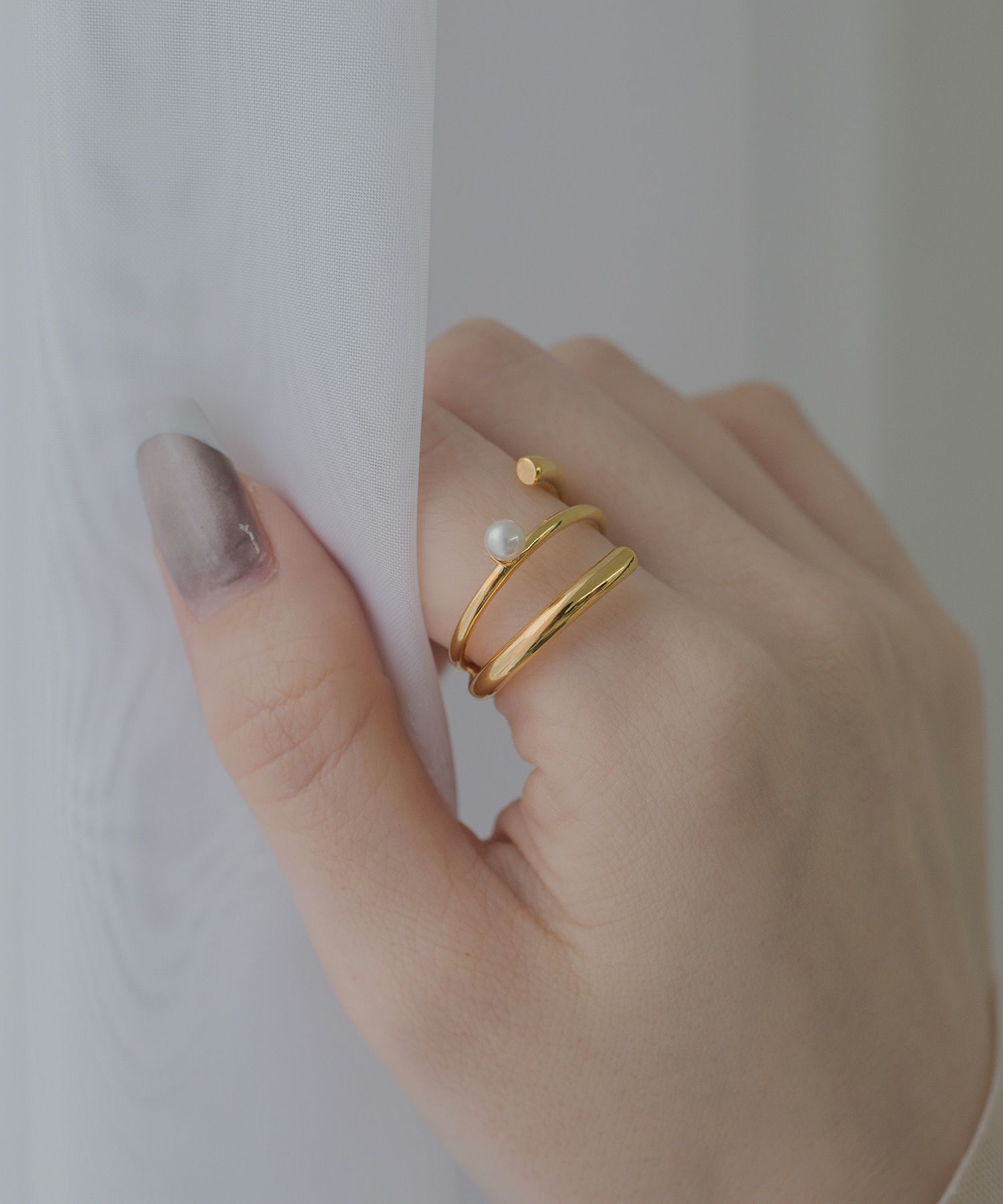 ポリッシュパールクロスリング【over size ring collection】