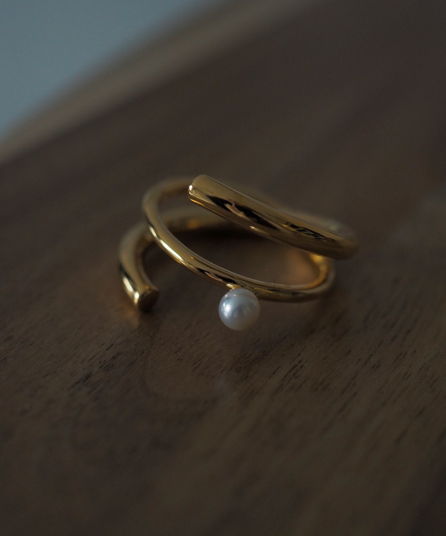 ポリッシュパールクロスリング【over size ring collection】