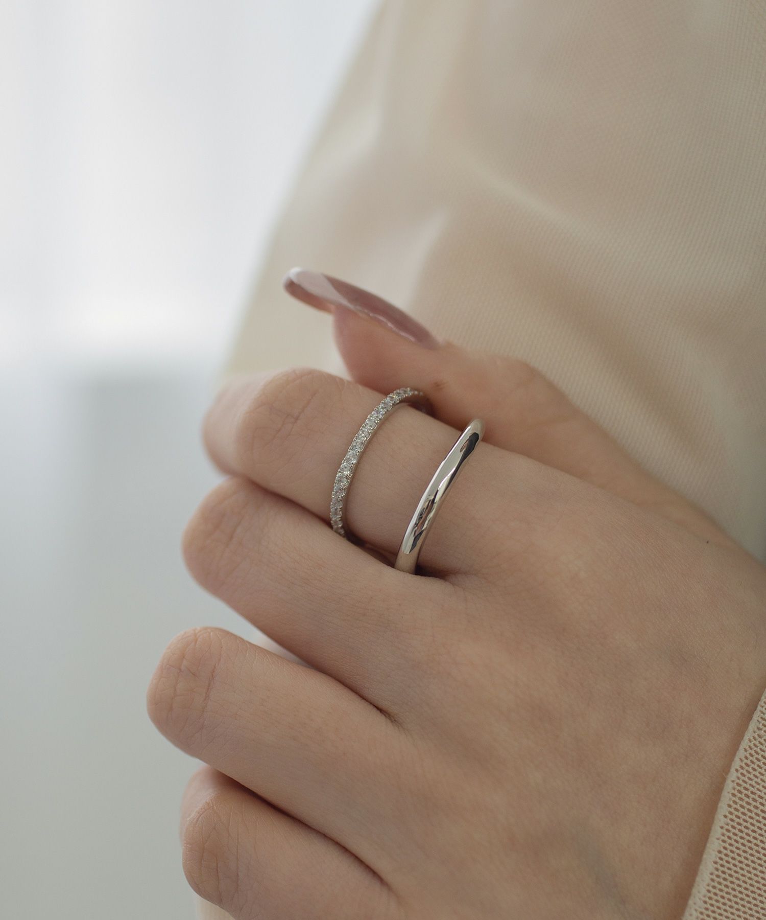 CZダブルラインリング【over size ring collection】