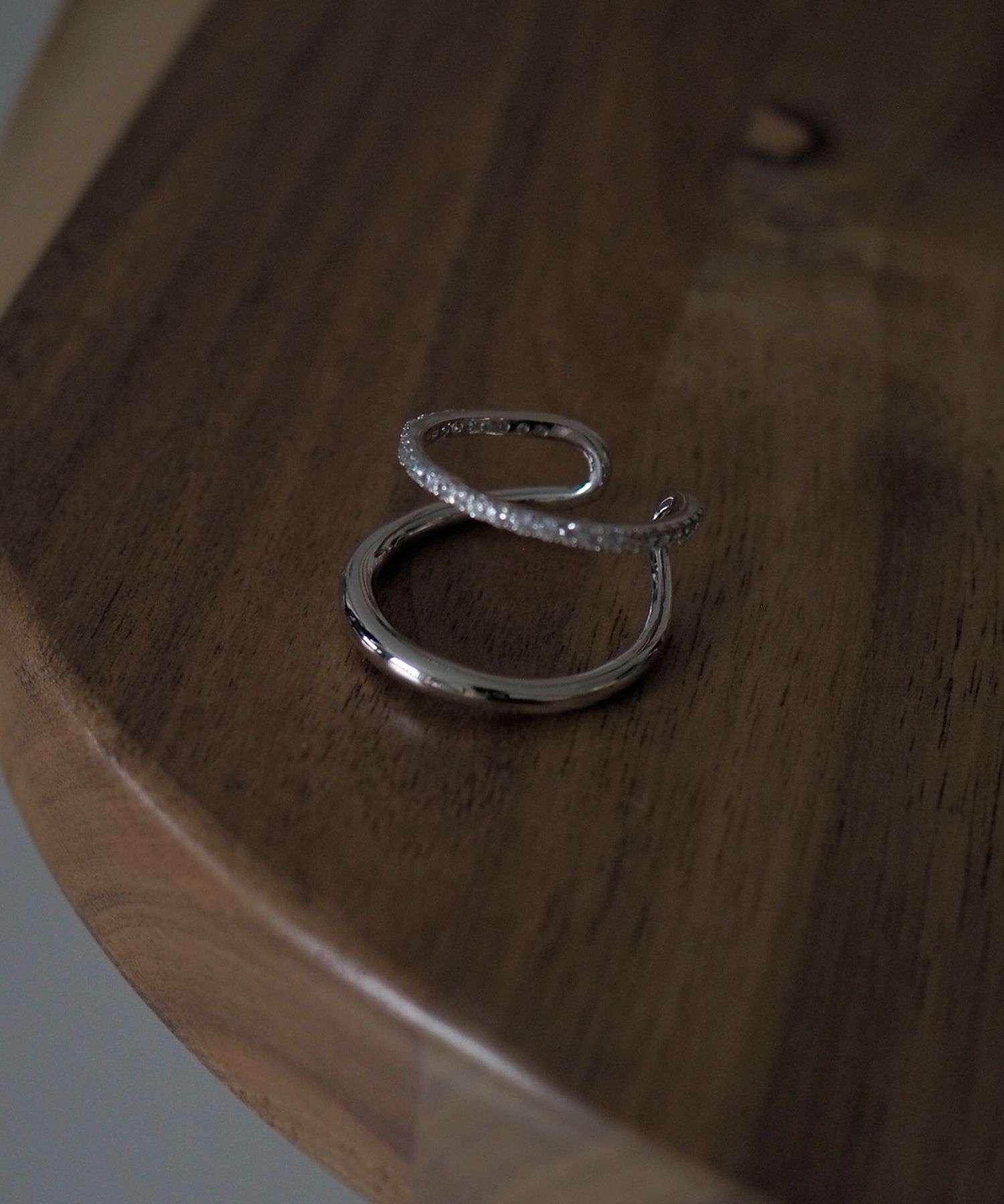 CZダブルラインリング【over size ring collection】