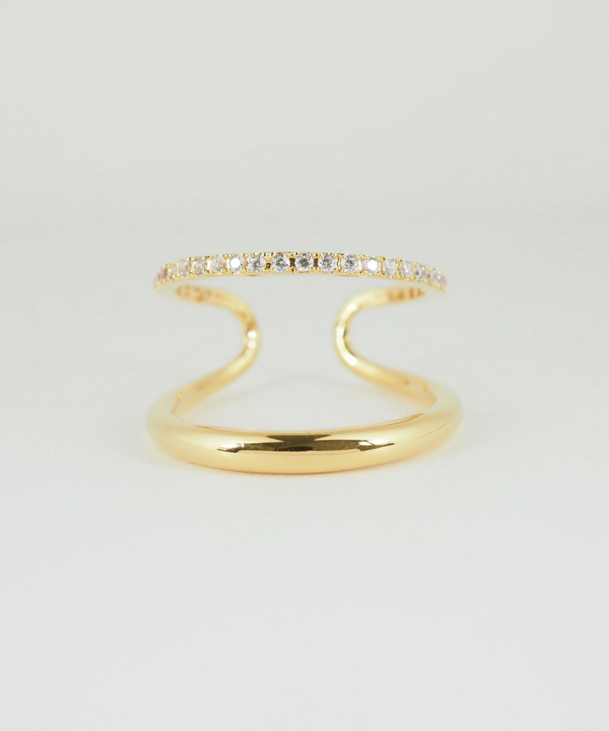 CZダブルラインリング【over size ring collection】