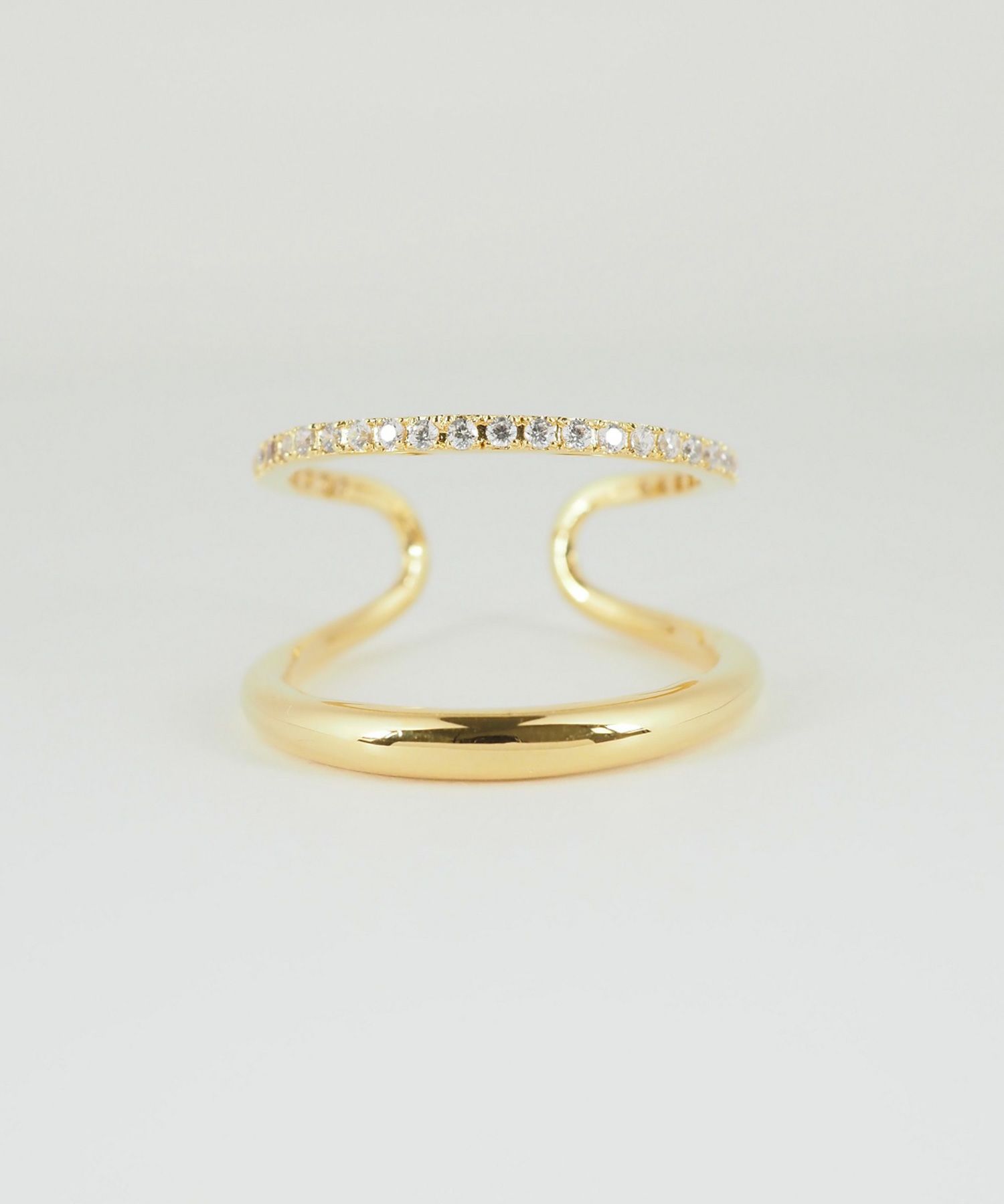 CZダブルラインリング【over size ring collection】