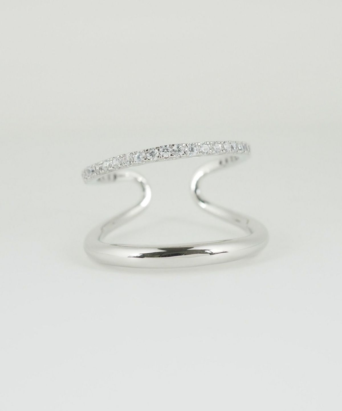 CZダブルラインリング【over size ring collection】