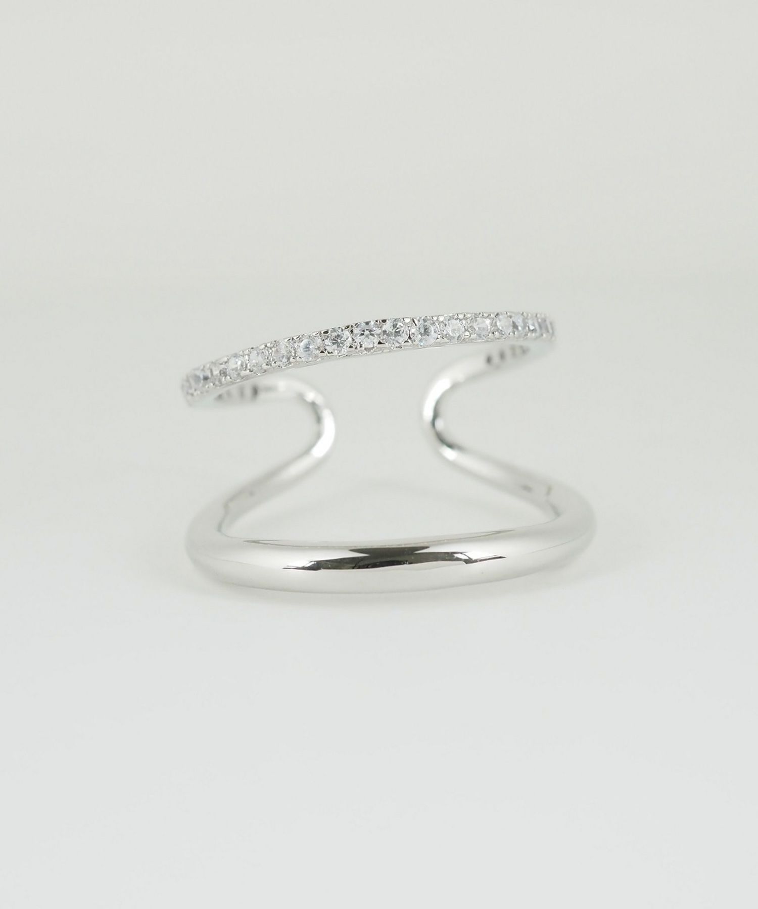 CZダブルラインリング【over size ring collection】