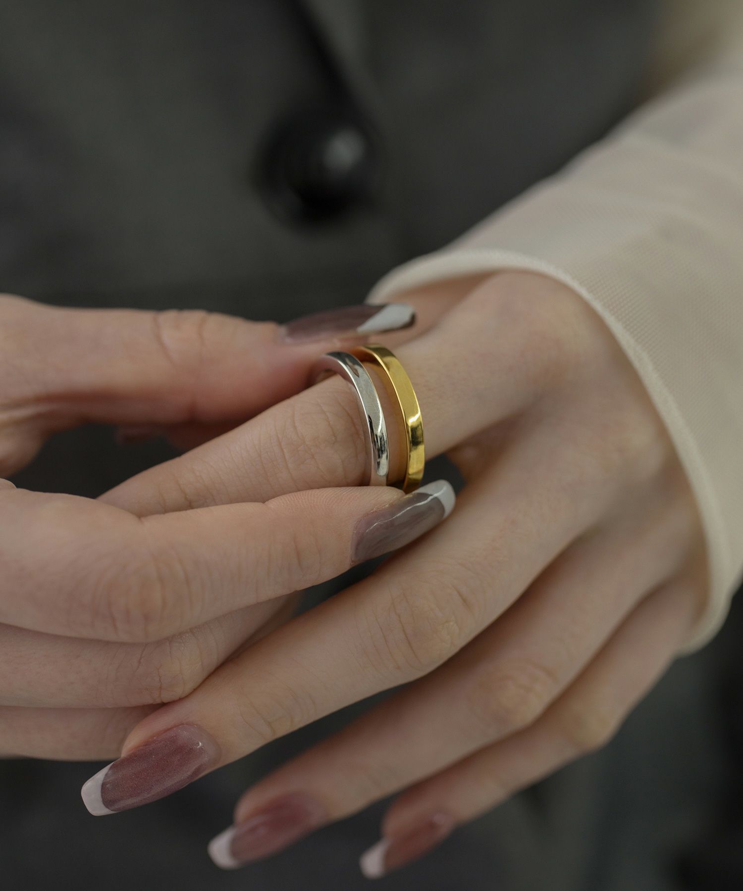 ミックスカラーダブルラインリング【over size ring collection】