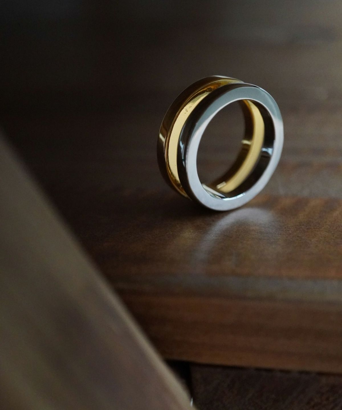 ミックスカラーダブルラインリング【over size ring collection】