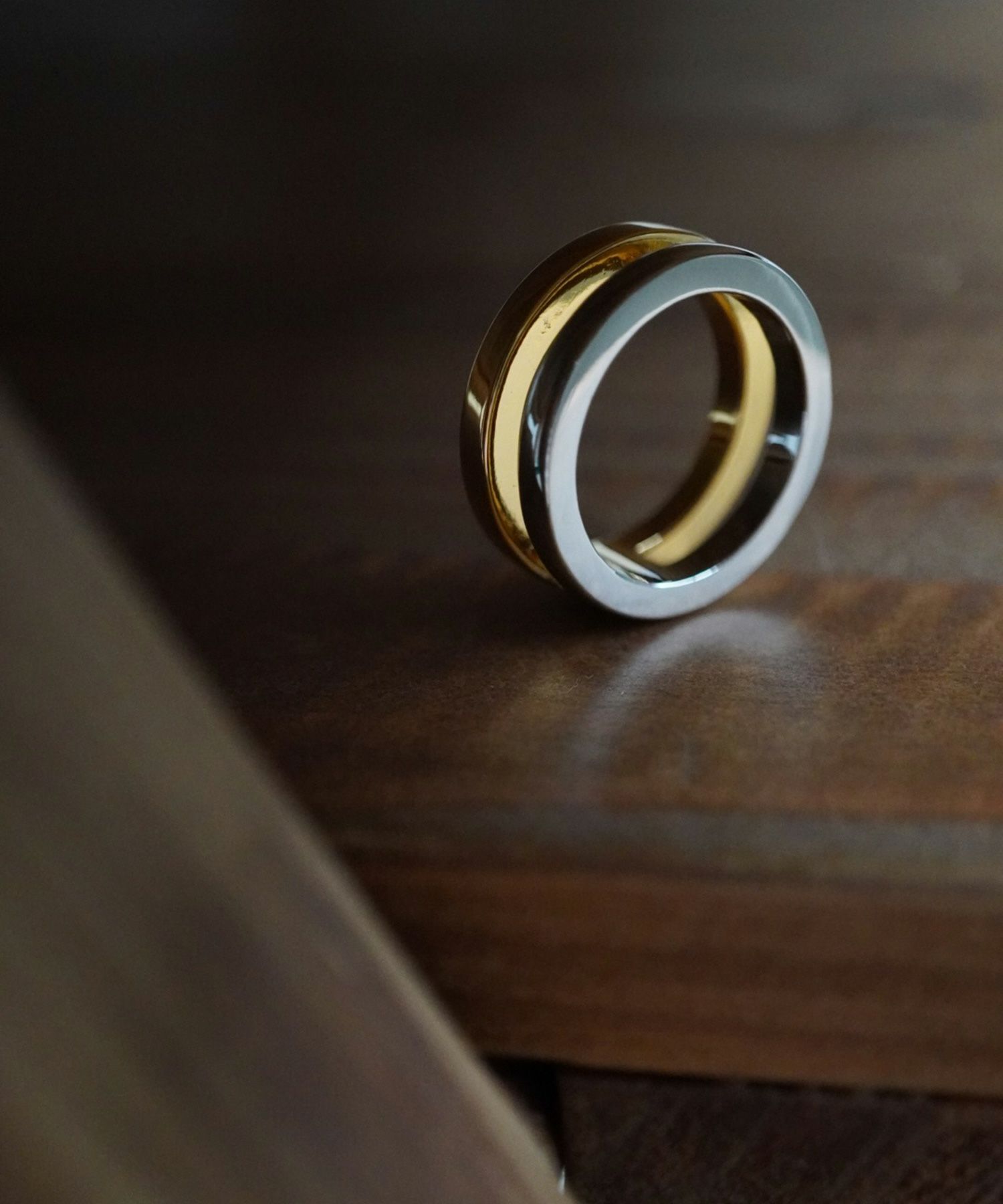 ミックスカラーダブルラインリング【over size ring collection】