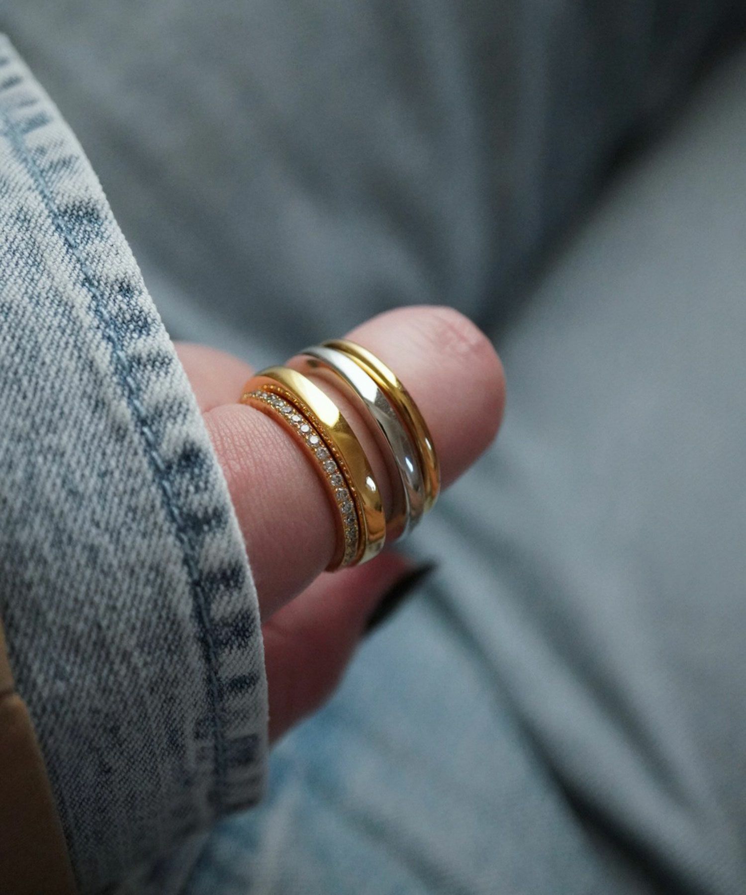 ミックスカラーダブルラインリング【over size ring collection】