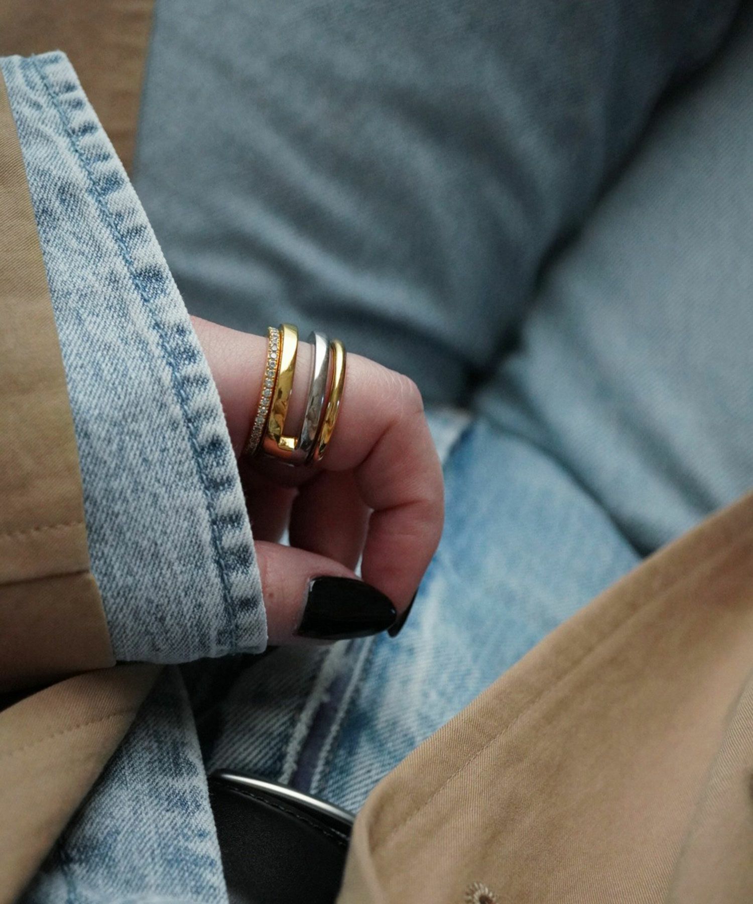 ミックスカラーダブルラインリング【over size ring collection】