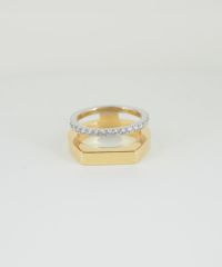 CZ×プレートダブルラインリング【over size ring collection】