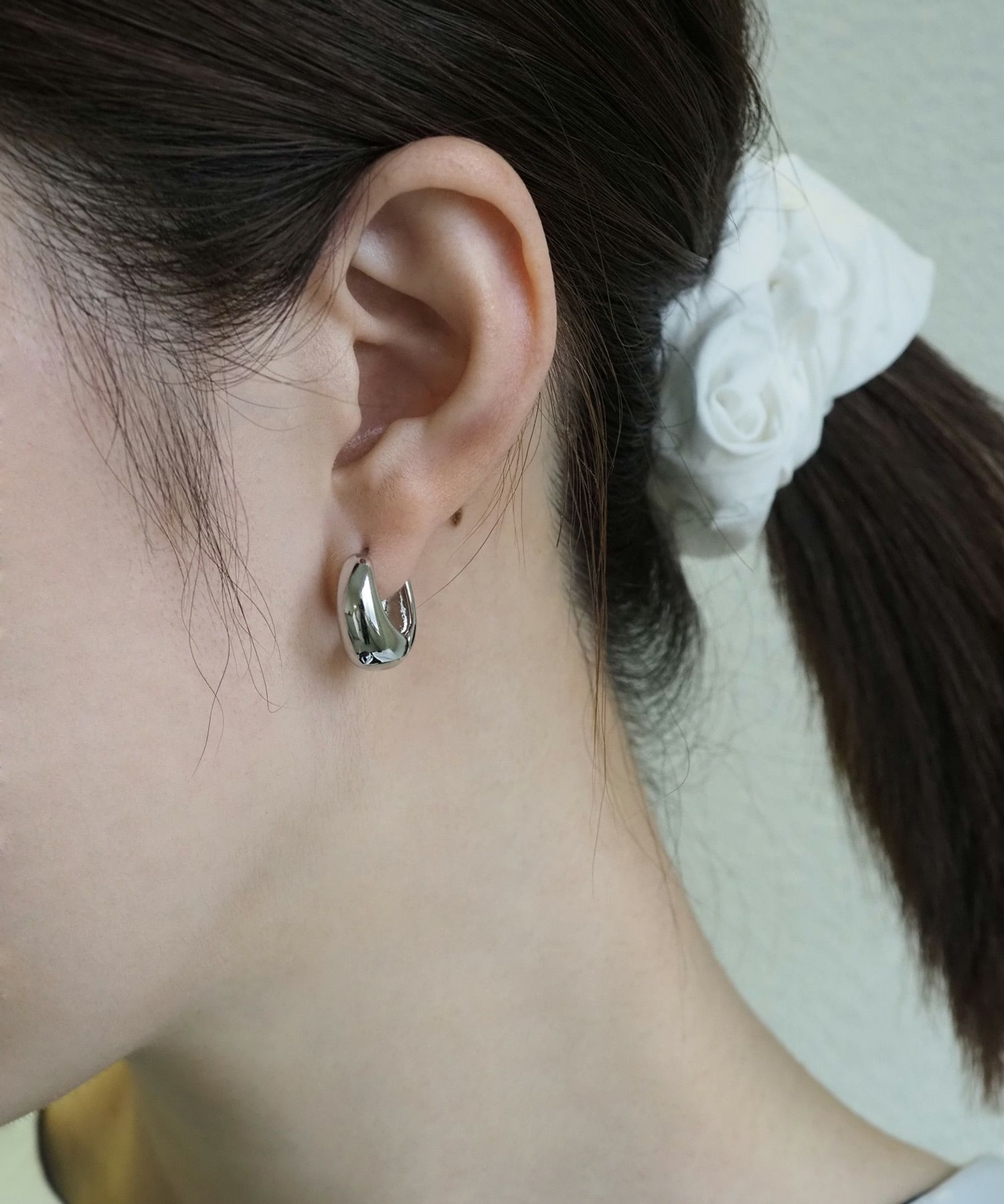 ボトムボリュームフープステンレスポストピアス