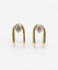 Uシェイプラウンドメタルイヤリング