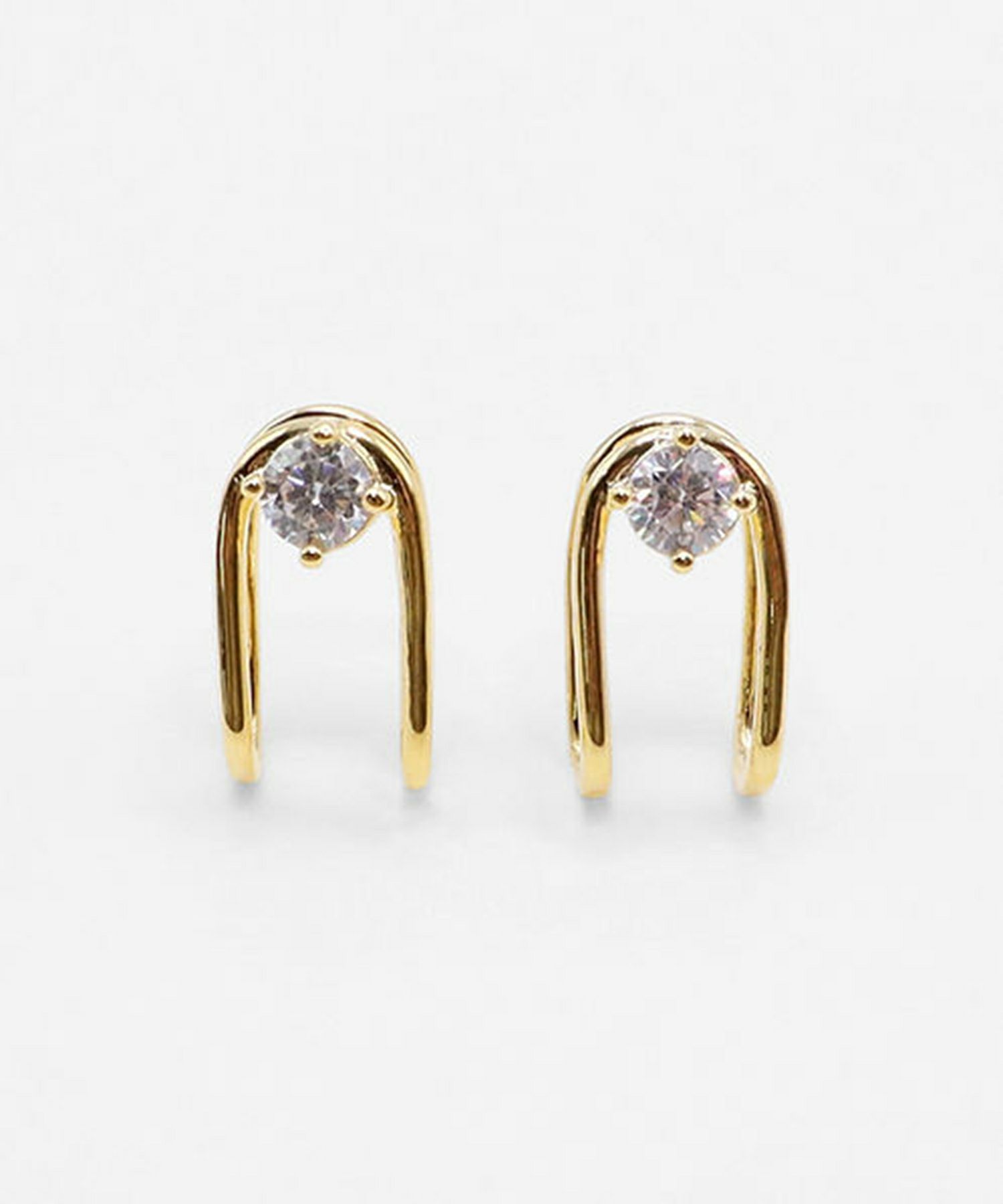 Uシェイプラウンドメタルイヤリング