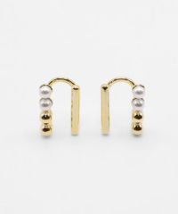 パールラインラウンドメタルイヤリング