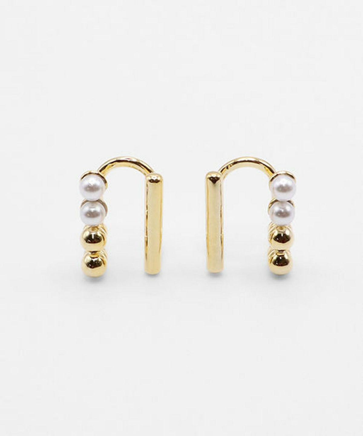 パールラインラウンドメタルイヤリング