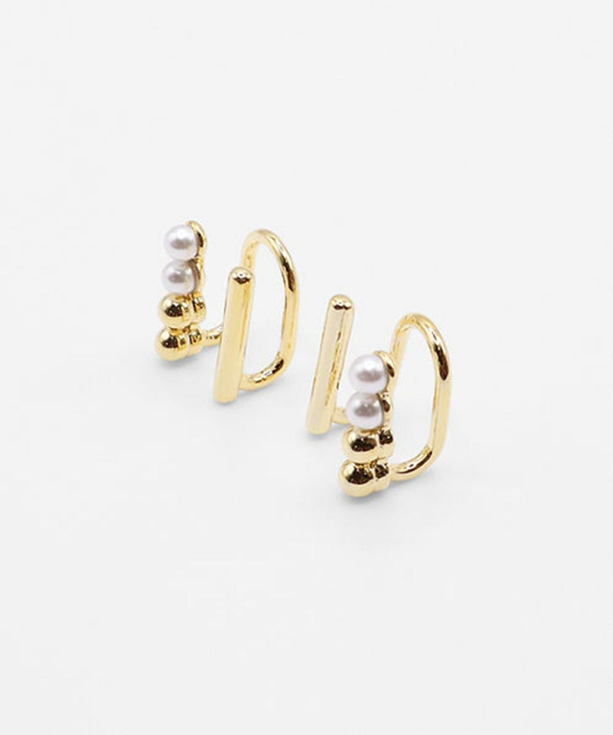 パールラインラウンドメタルイヤリング