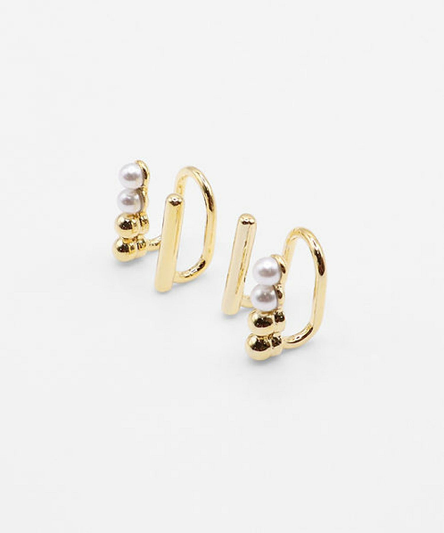 パールラインラウンドメタルイヤリング