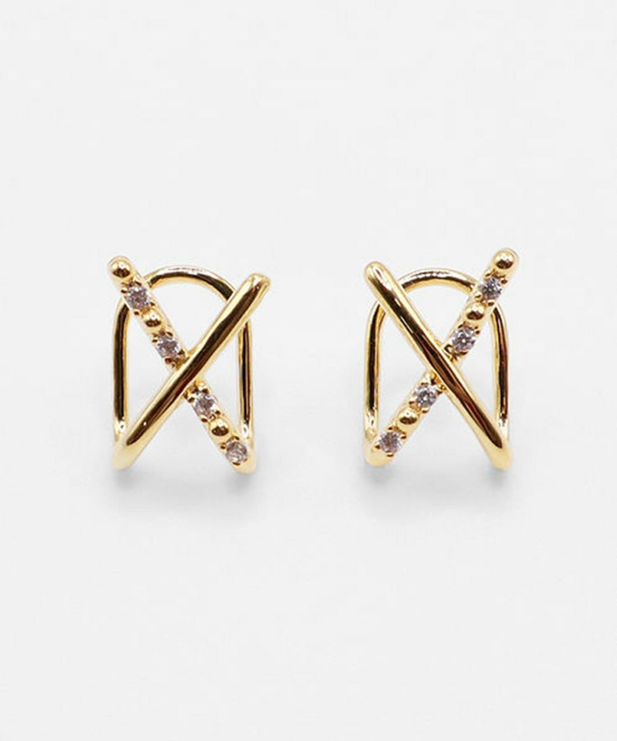 クロスラウンドメタルイヤリング