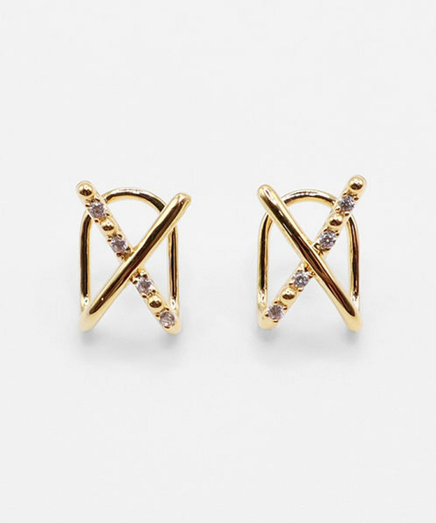 クロスラウンドメタルイヤリング