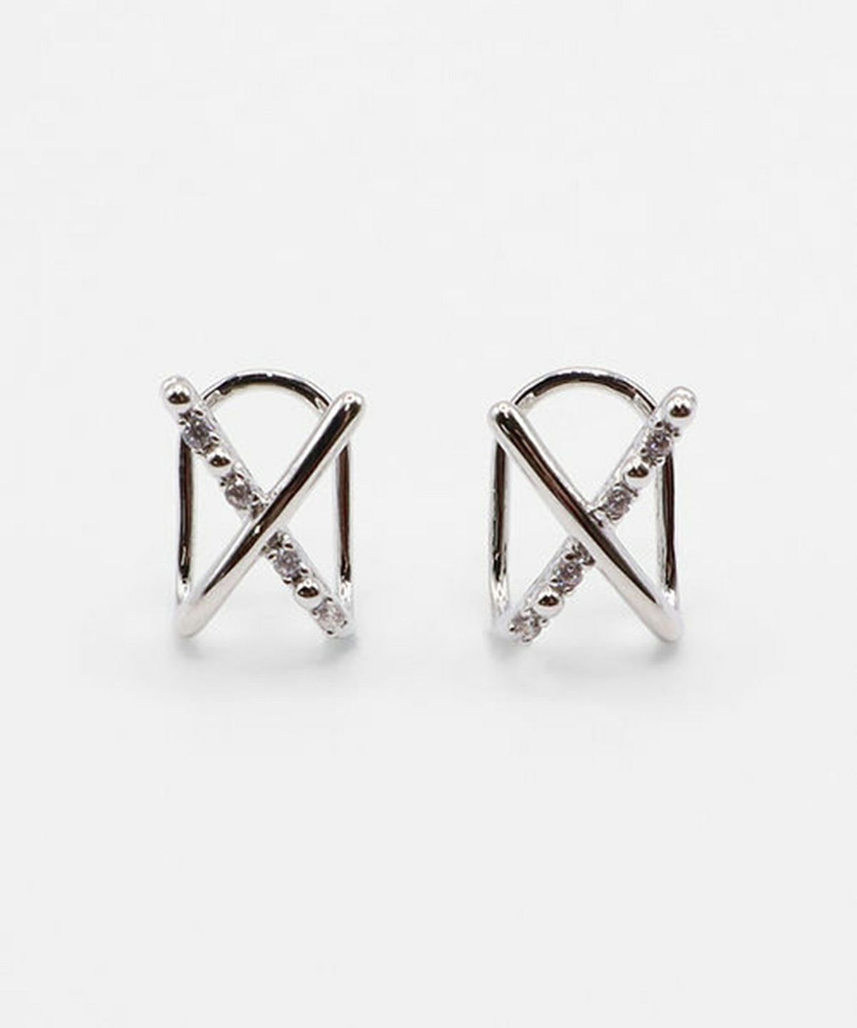 クロスラウンドメタルイヤリング