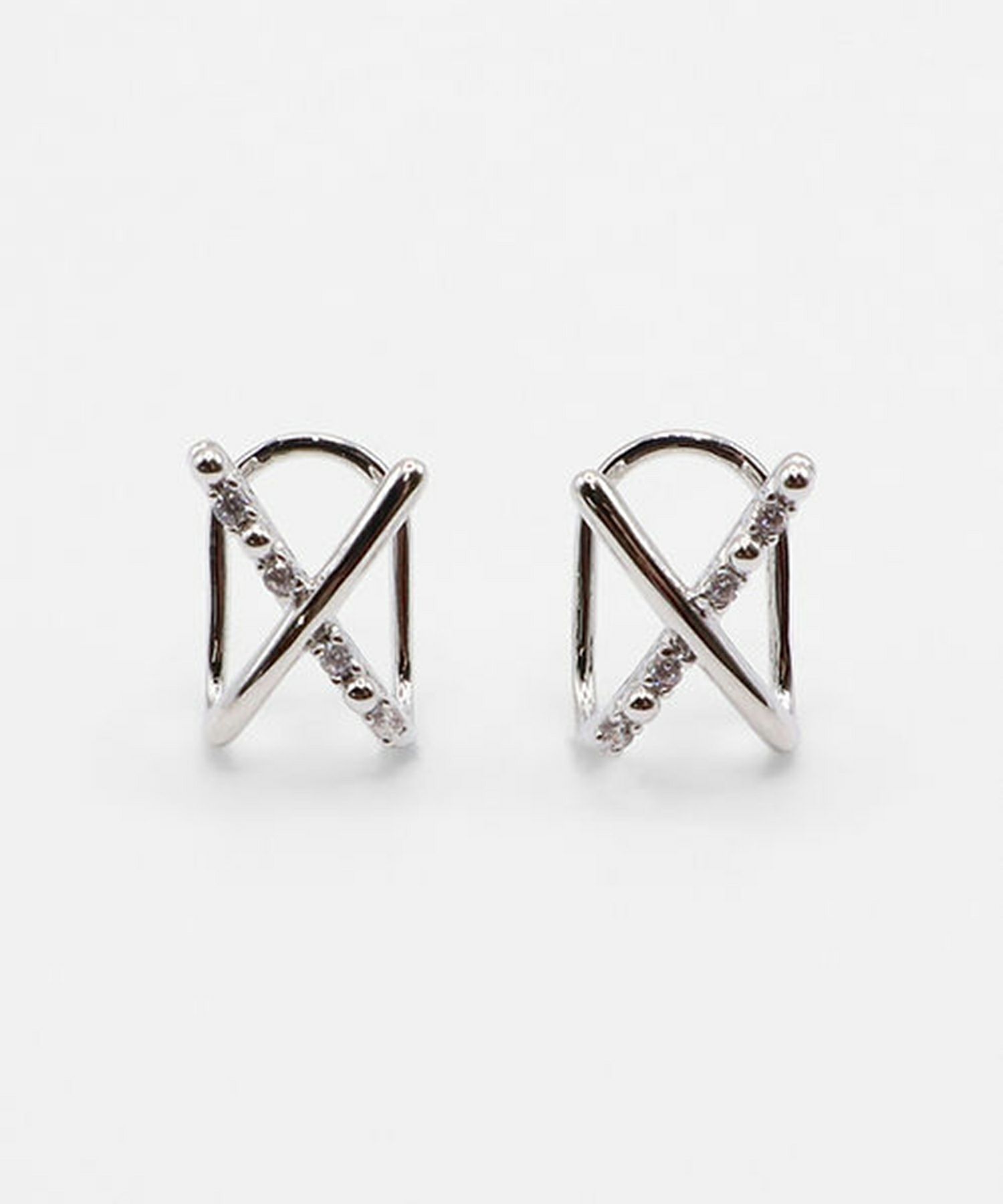 クロスラウンドメタルイヤリング