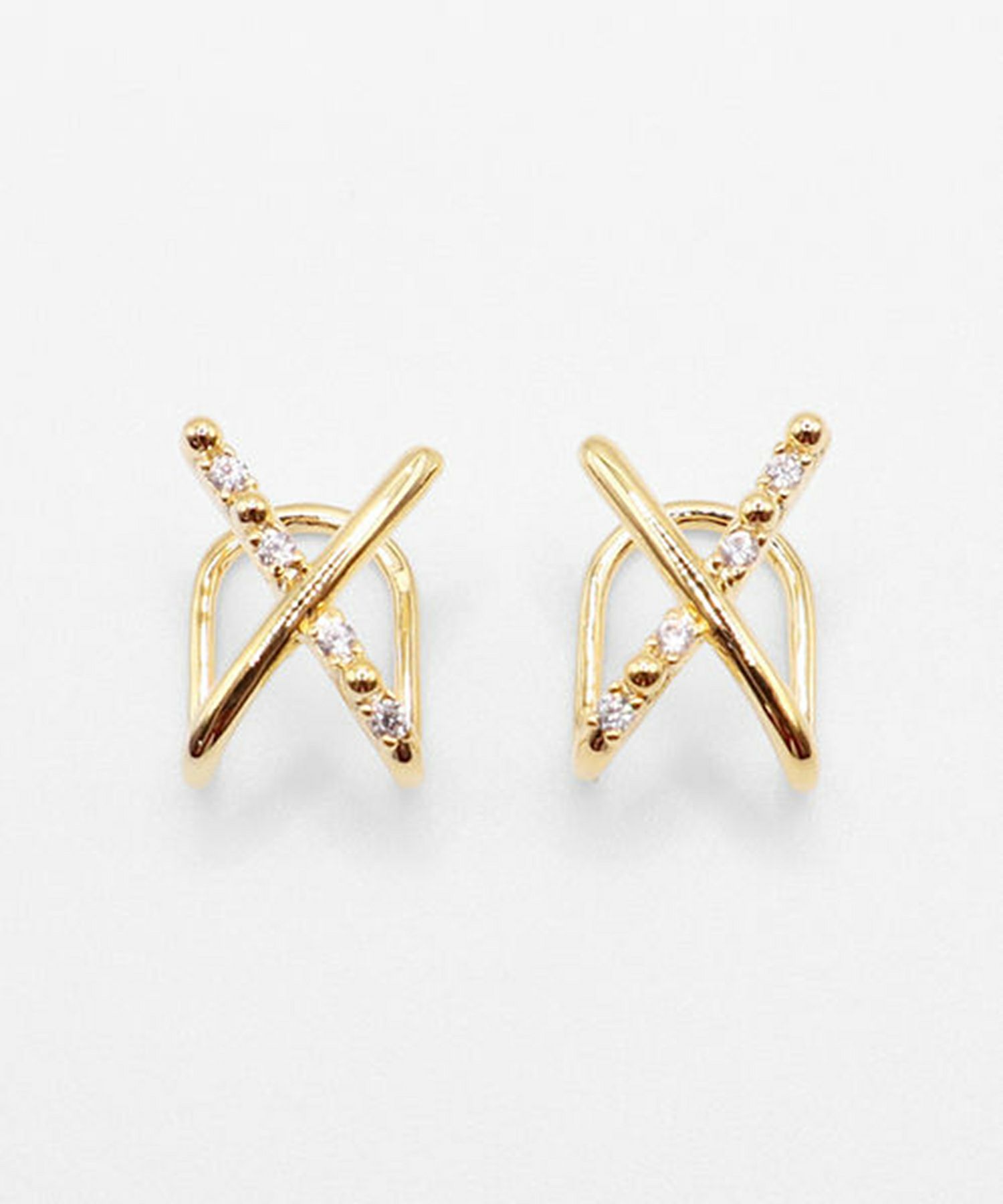 クロスラウンドメタルイヤリング