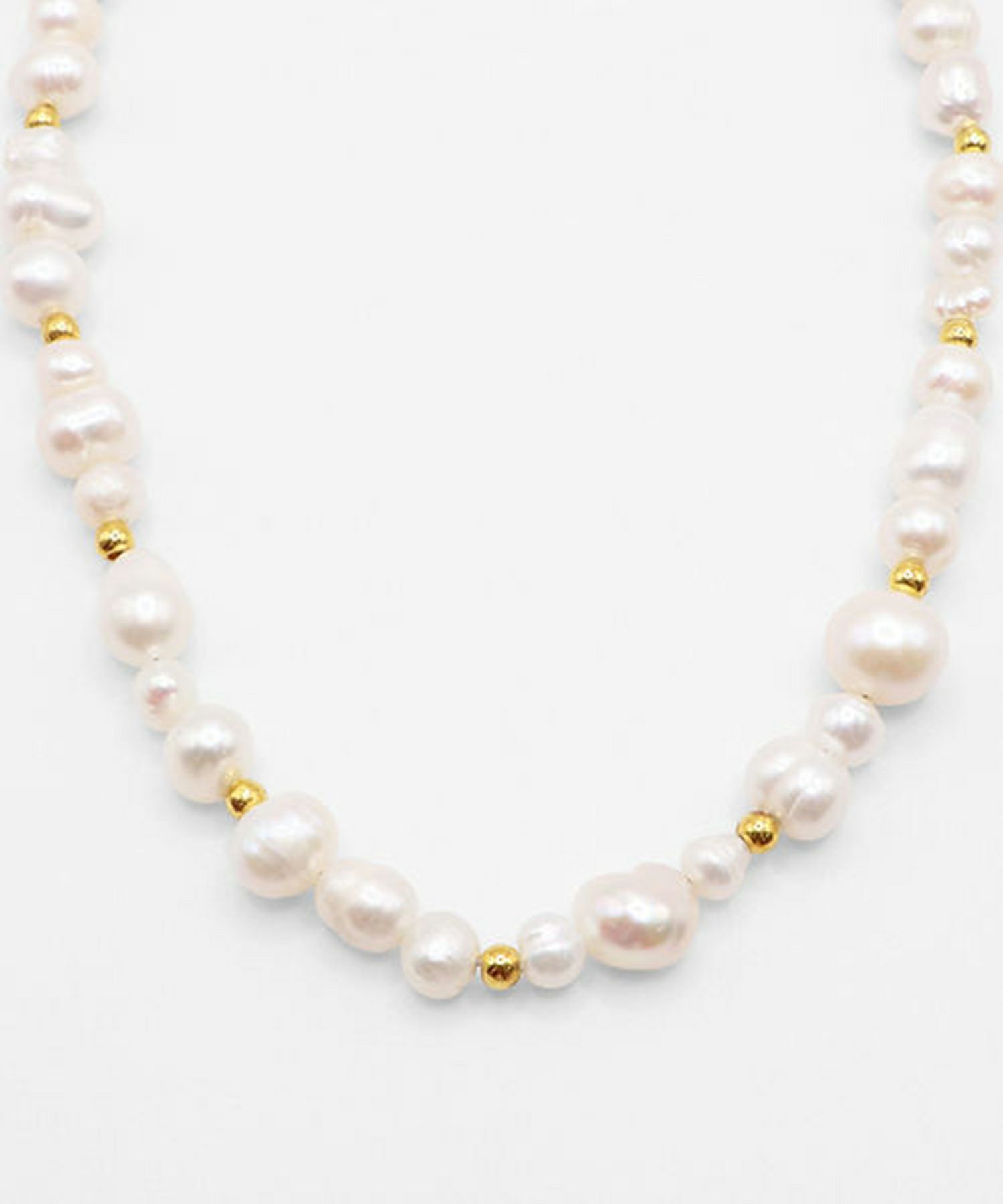 淡水パールメタルボールネックレス