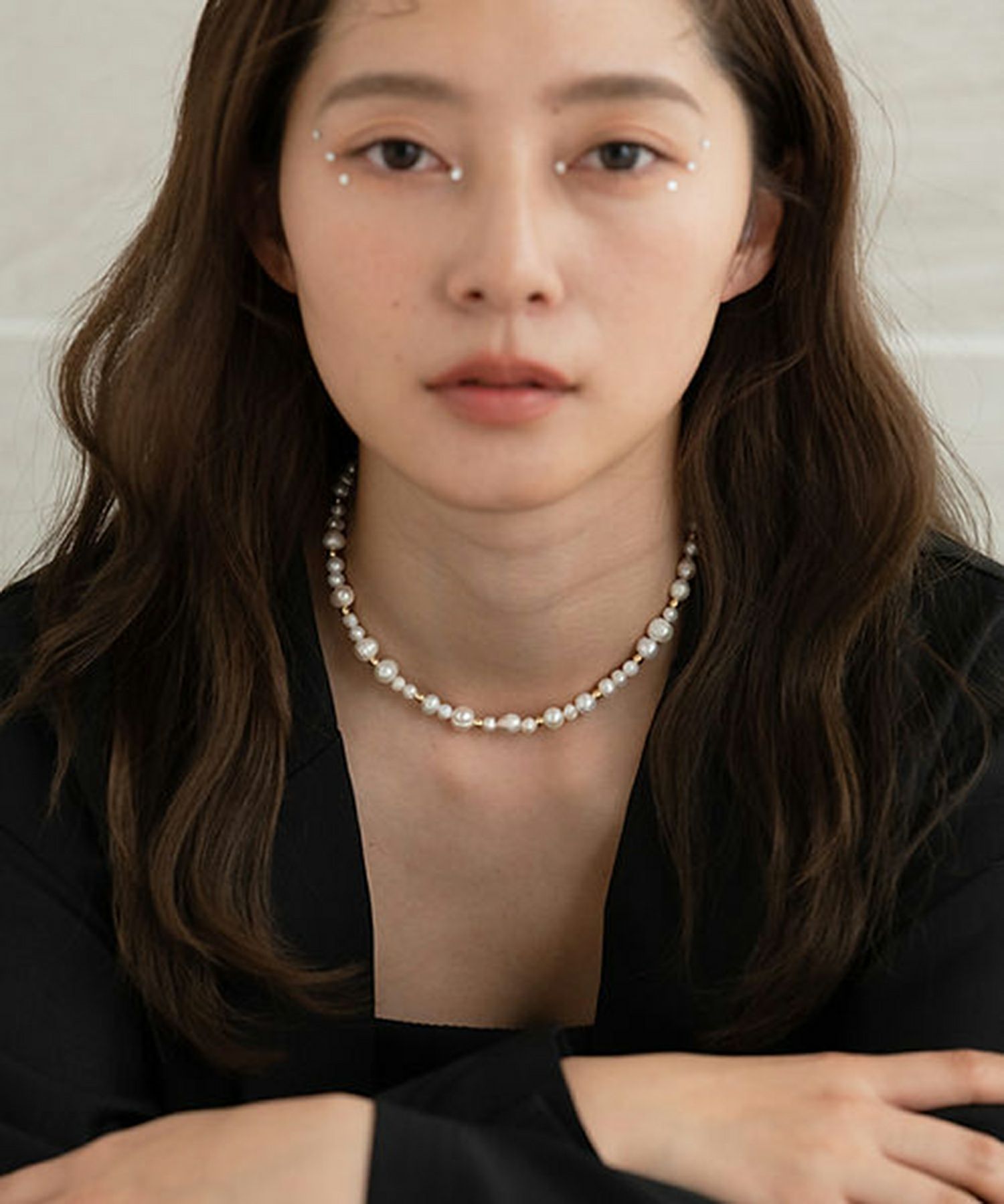 淡水パールメタルボールネックレス