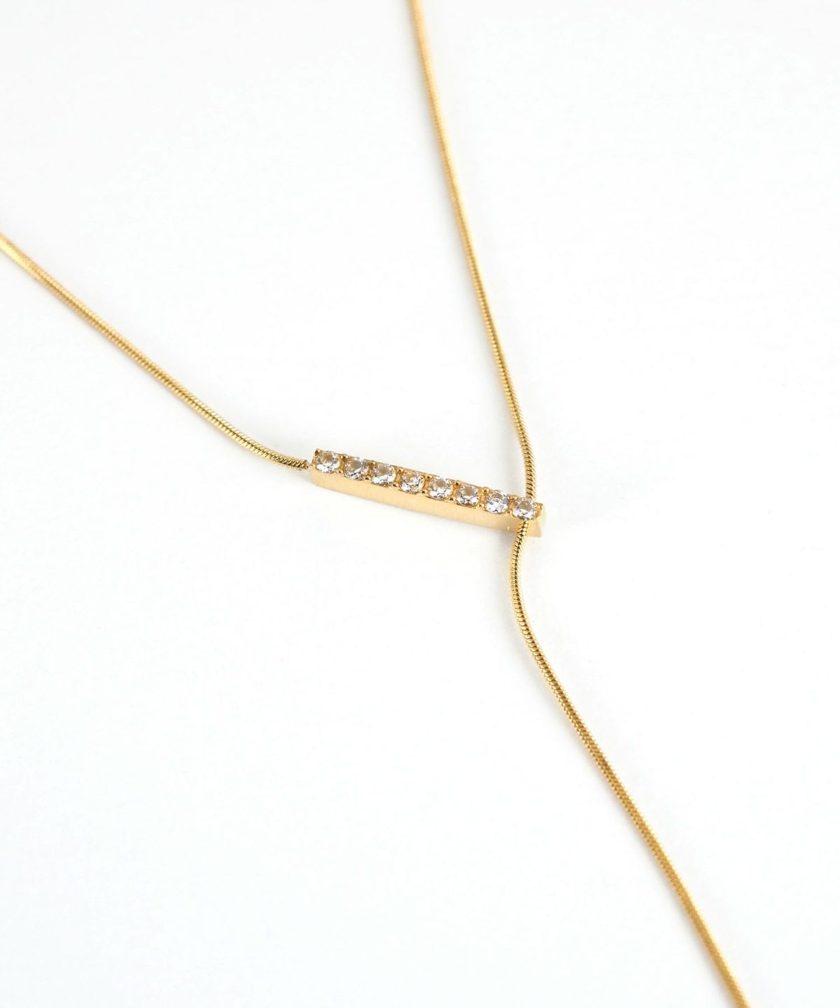 パヴェバーY字サージカルステンレスネックレス