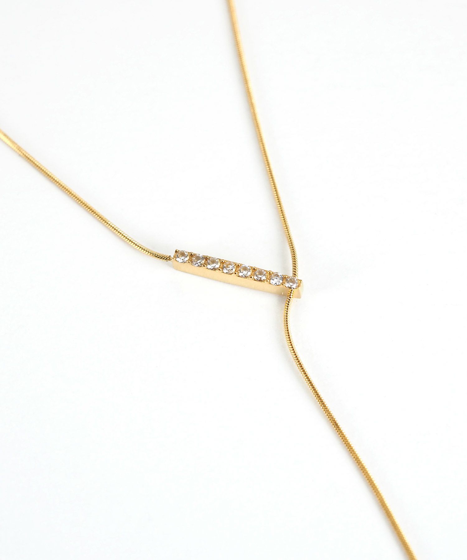 パヴェバーY字サージカルステンレスネックレス