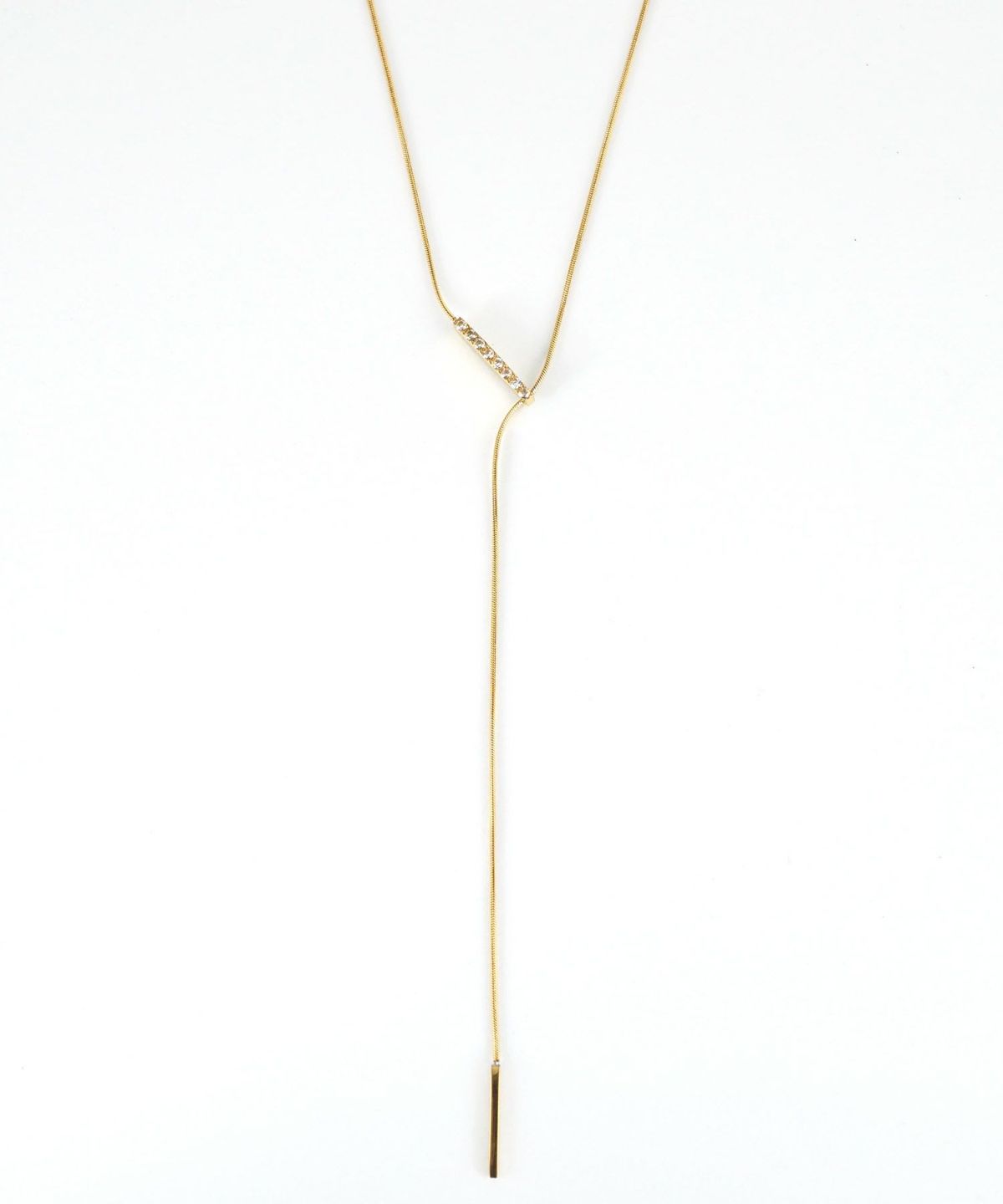 パヴェバーY字サージカルステンレスネックレス