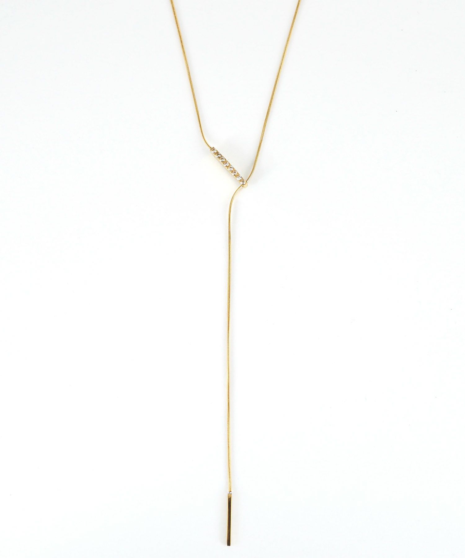 パヴェバーY字サージカルステンレスネックレス