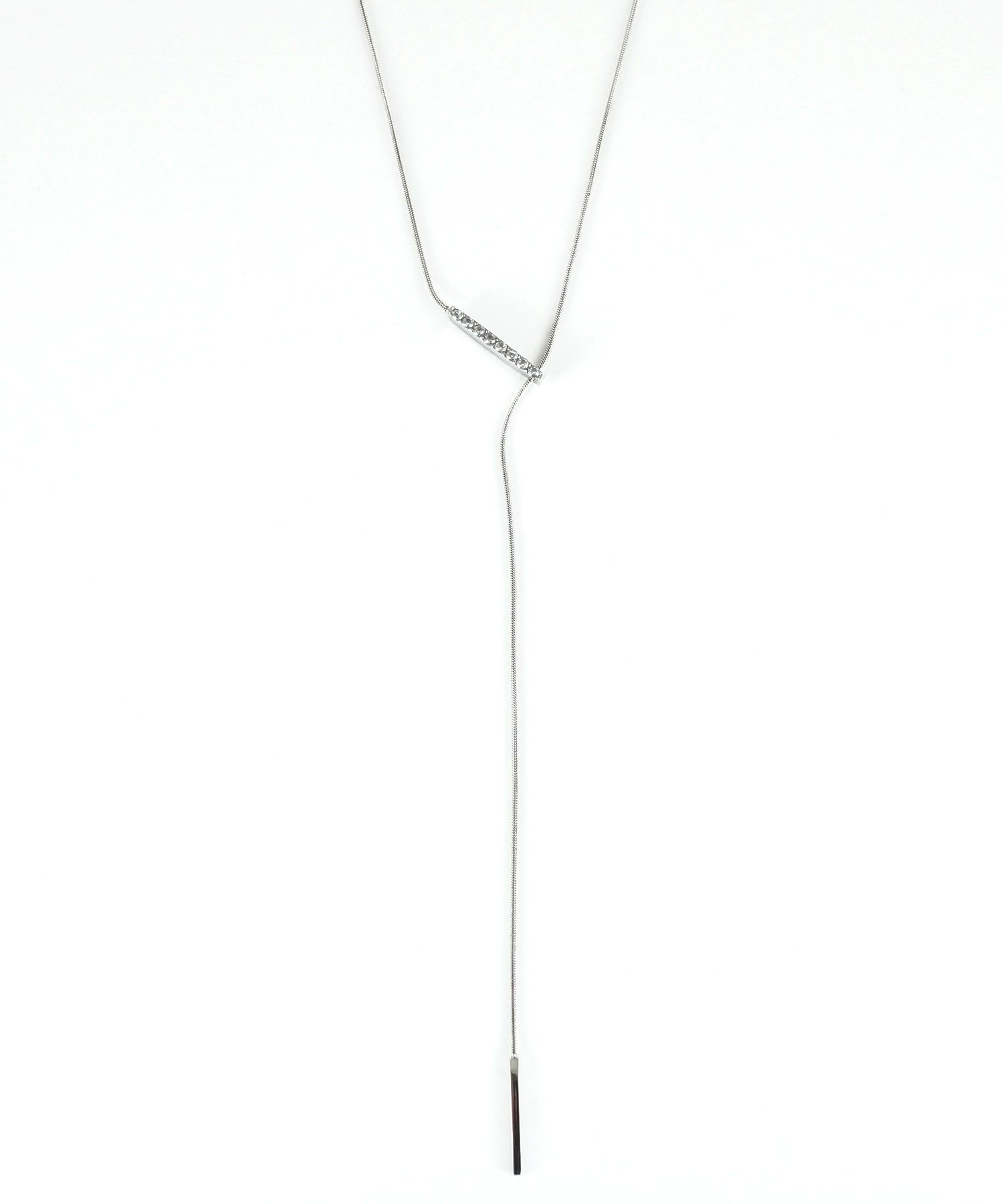 パヴェバーY字サージカルステンレスネックレス