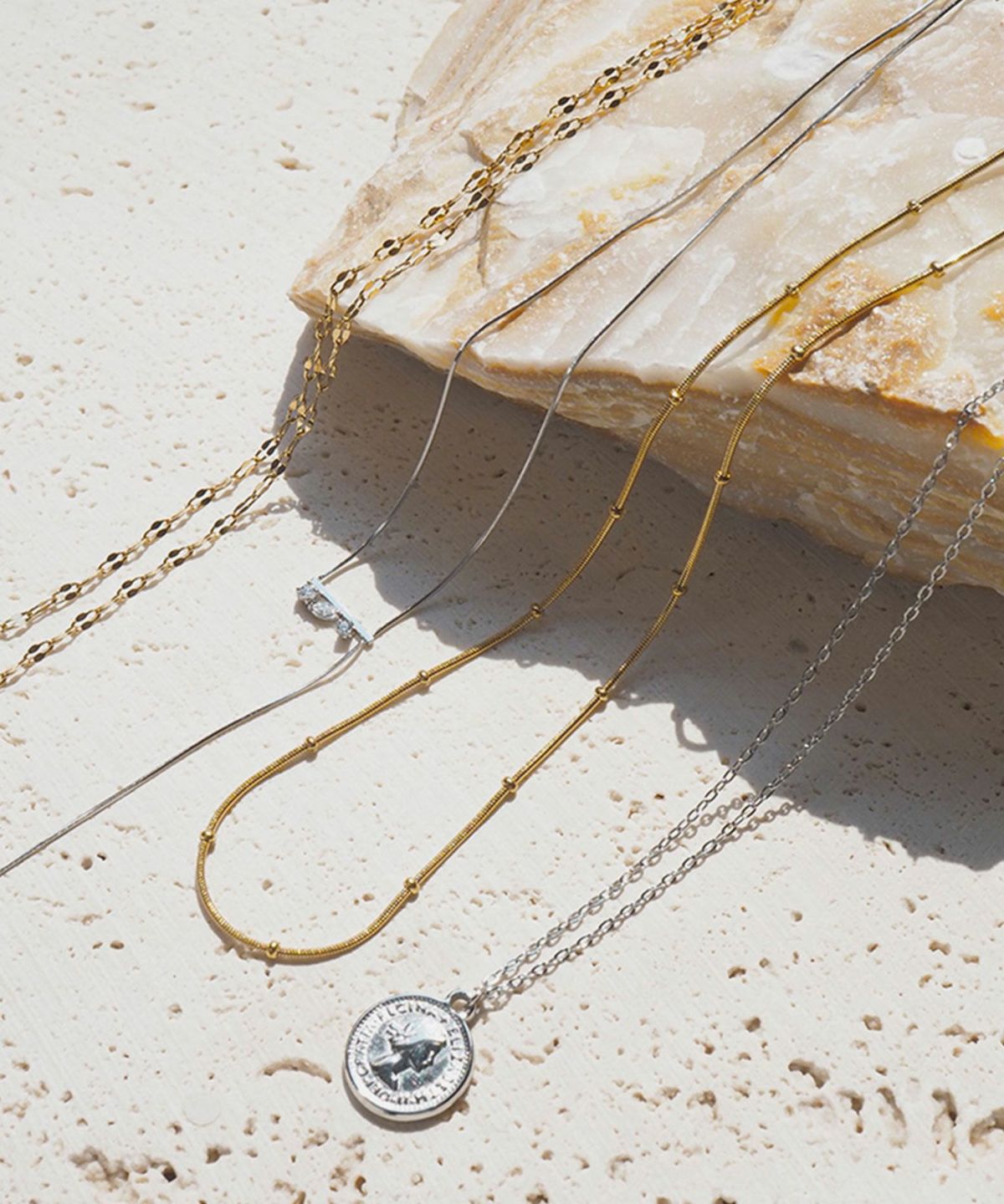 パヴェバーY字サージカルステンレスネックレス