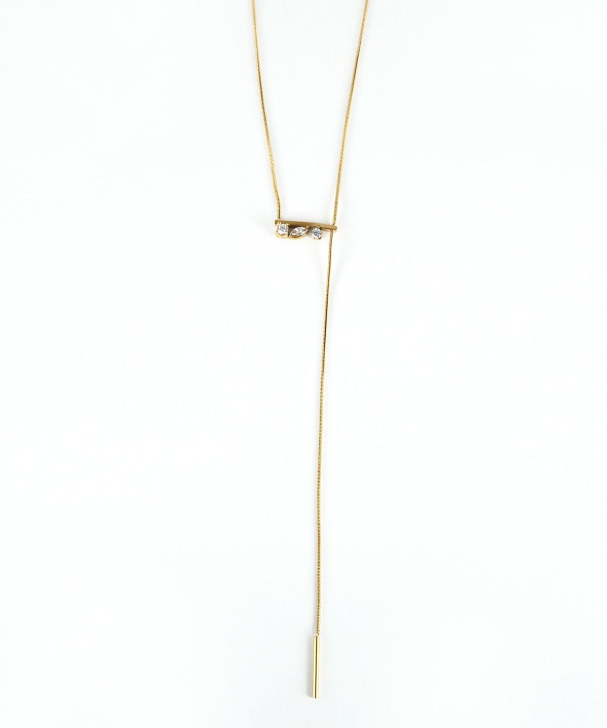 ビジューバーY字サージカルステンレスネックレス