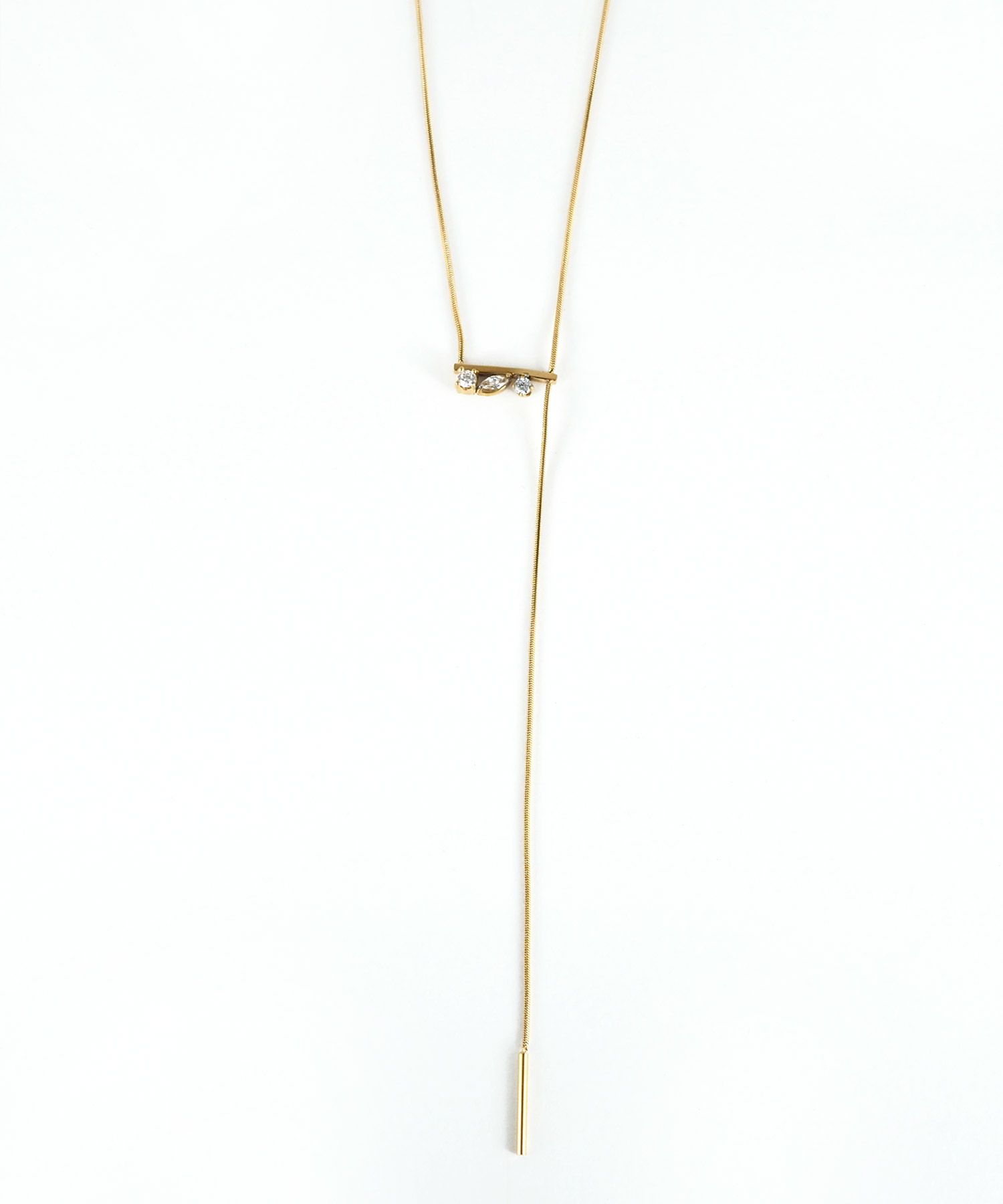 ビジューバーY字サージカルステンレスネックレス