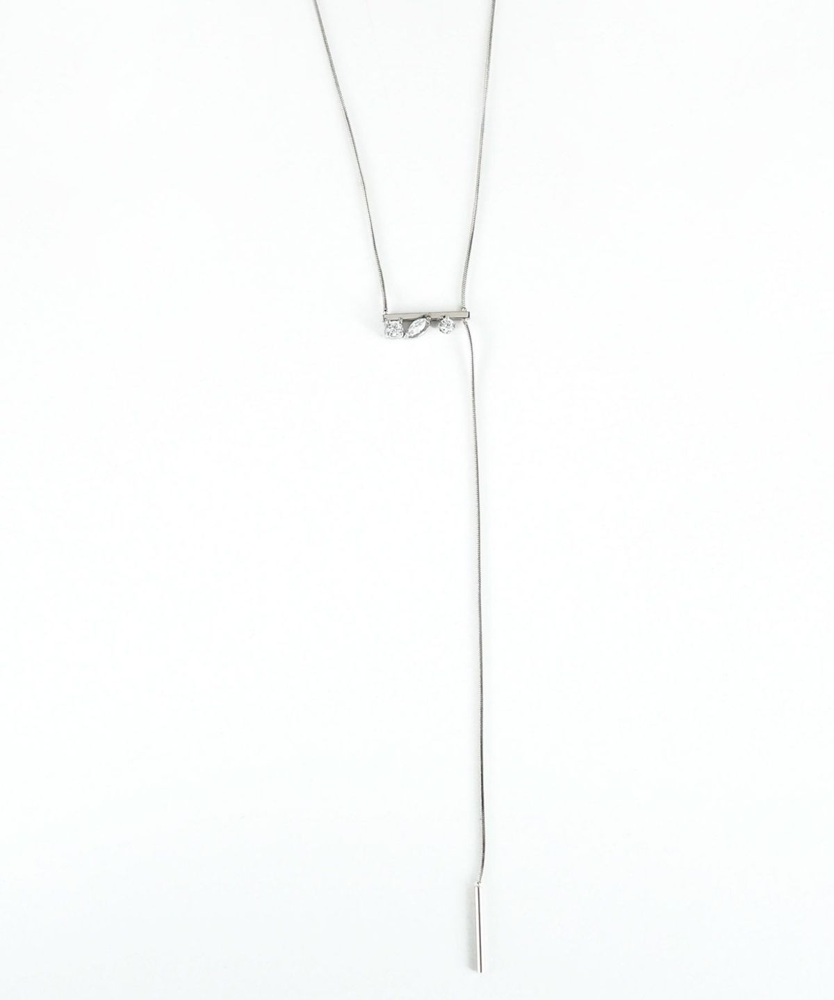 ビジューバーY字サージカルステンレスネックレス