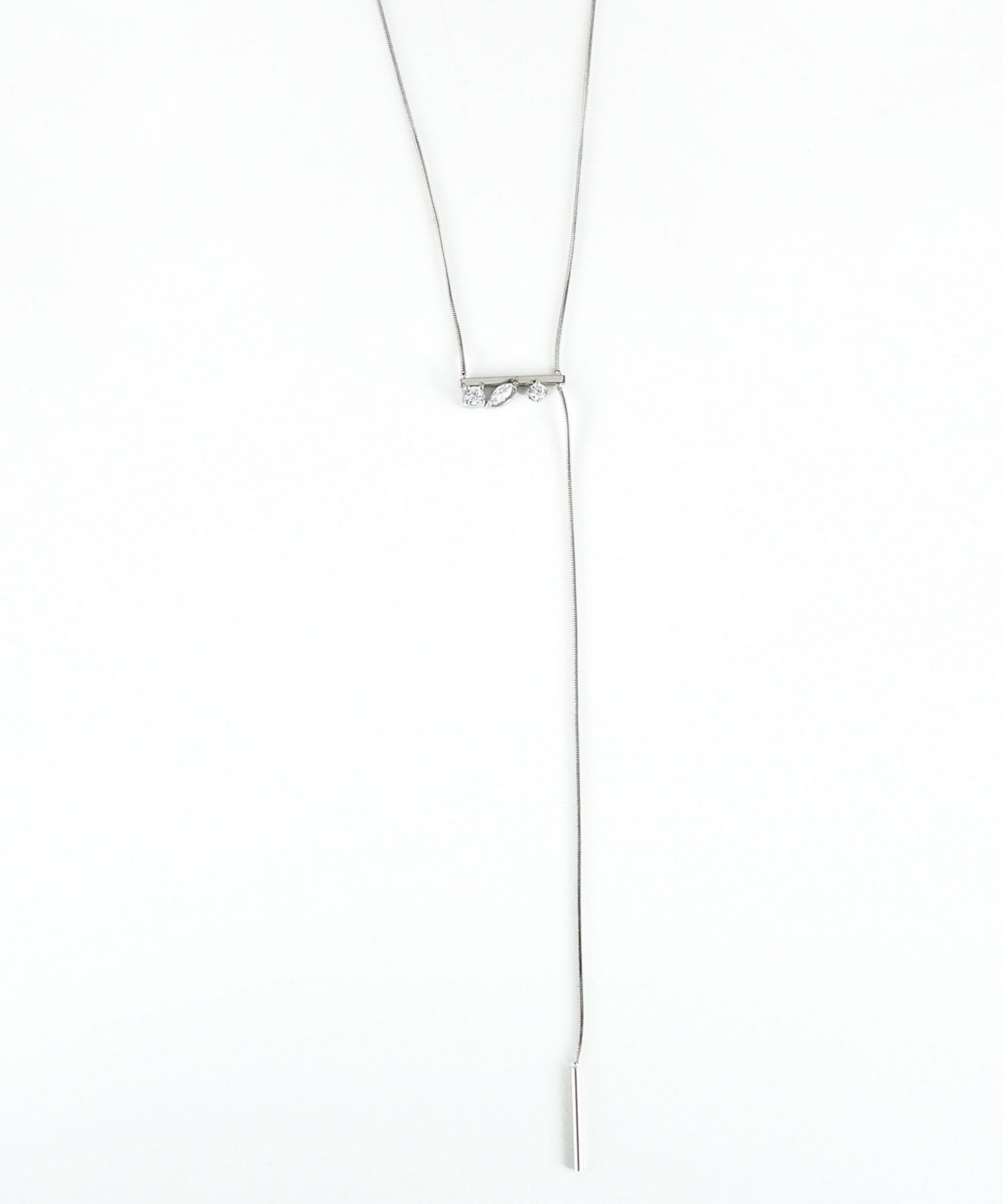 ビジューバーY字サージカルステンレスネックレス