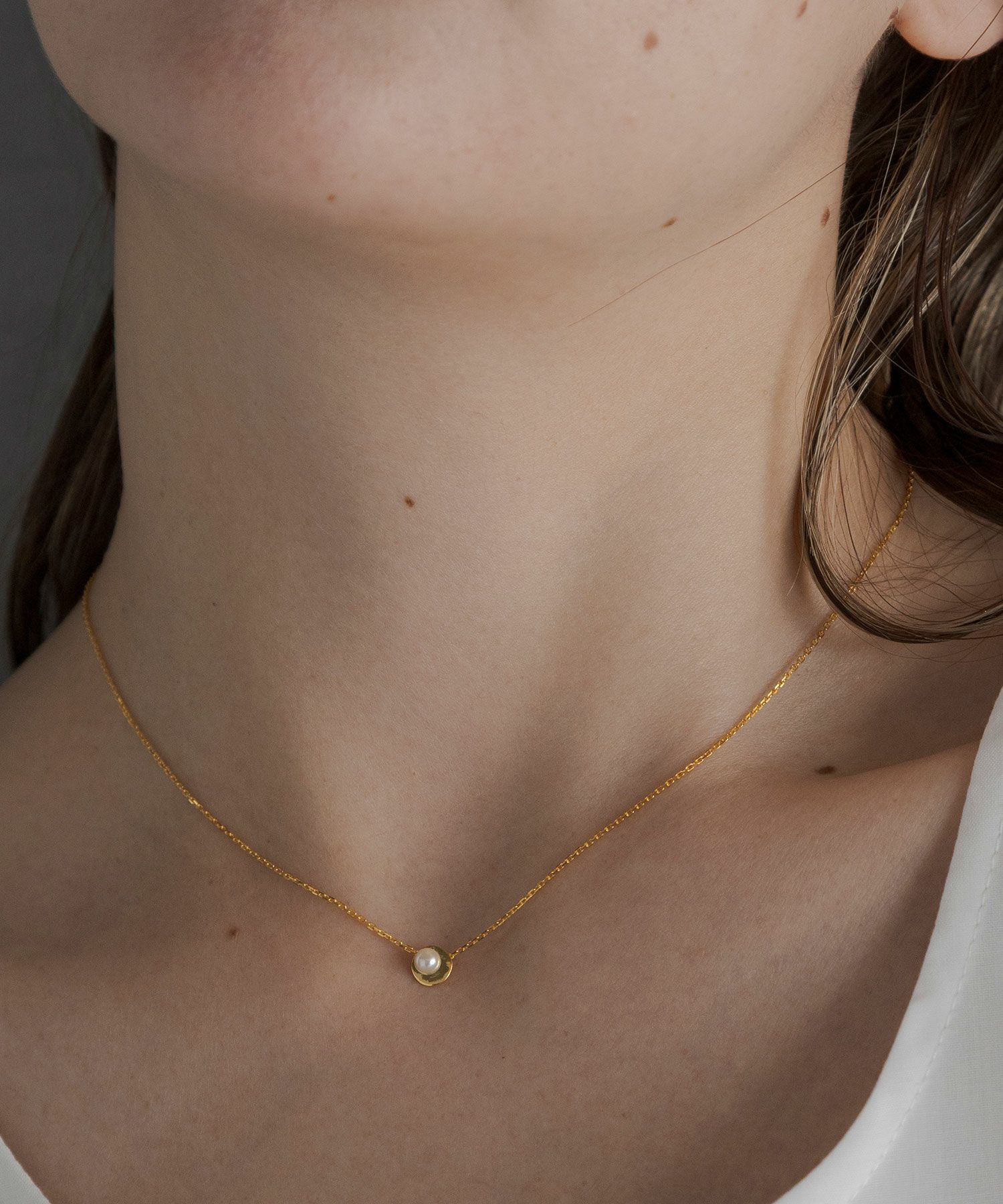 [SV925]アコヤパールプレートネックレス