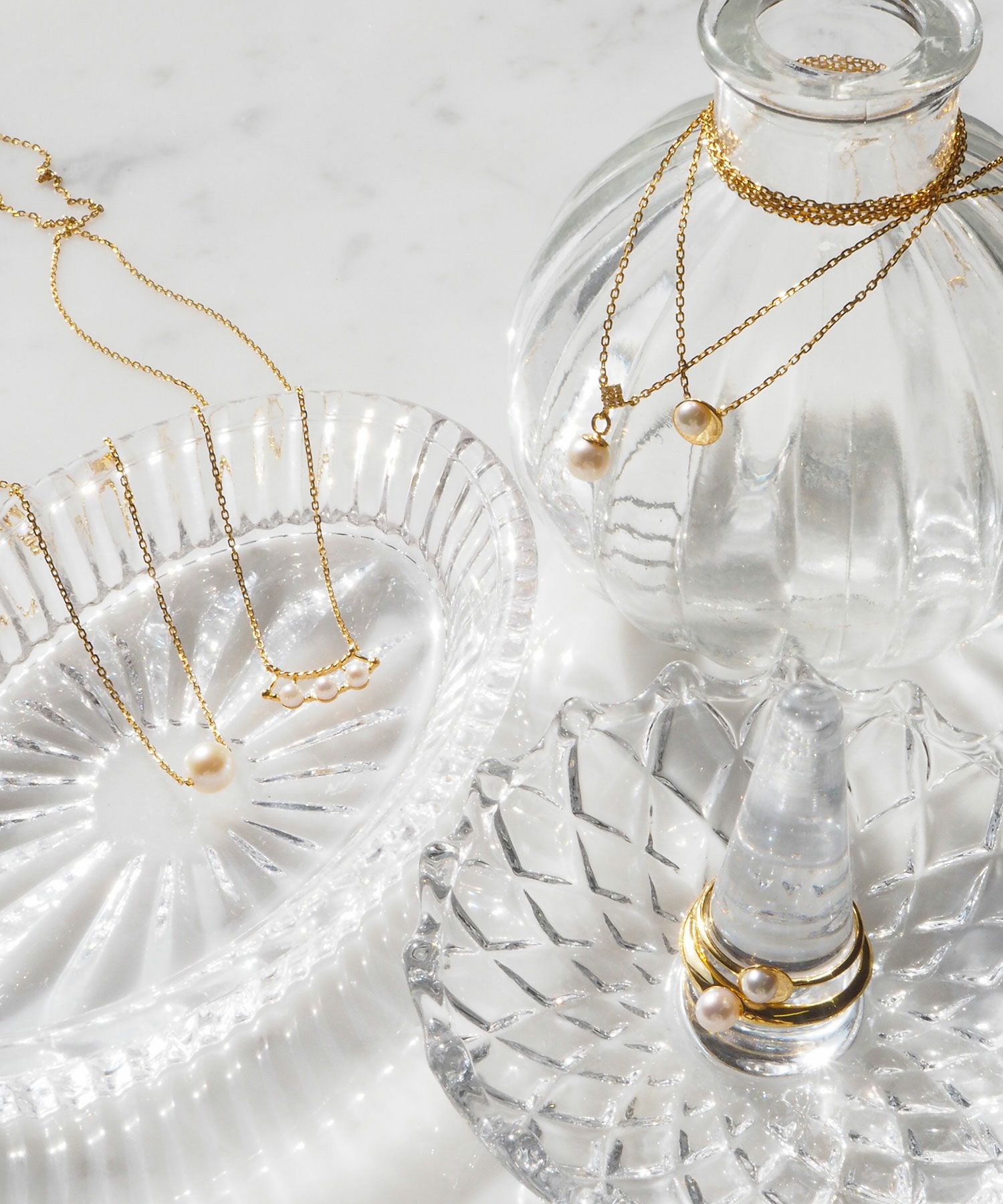 [SV925]キャトルビジューアコヤパールネックレス